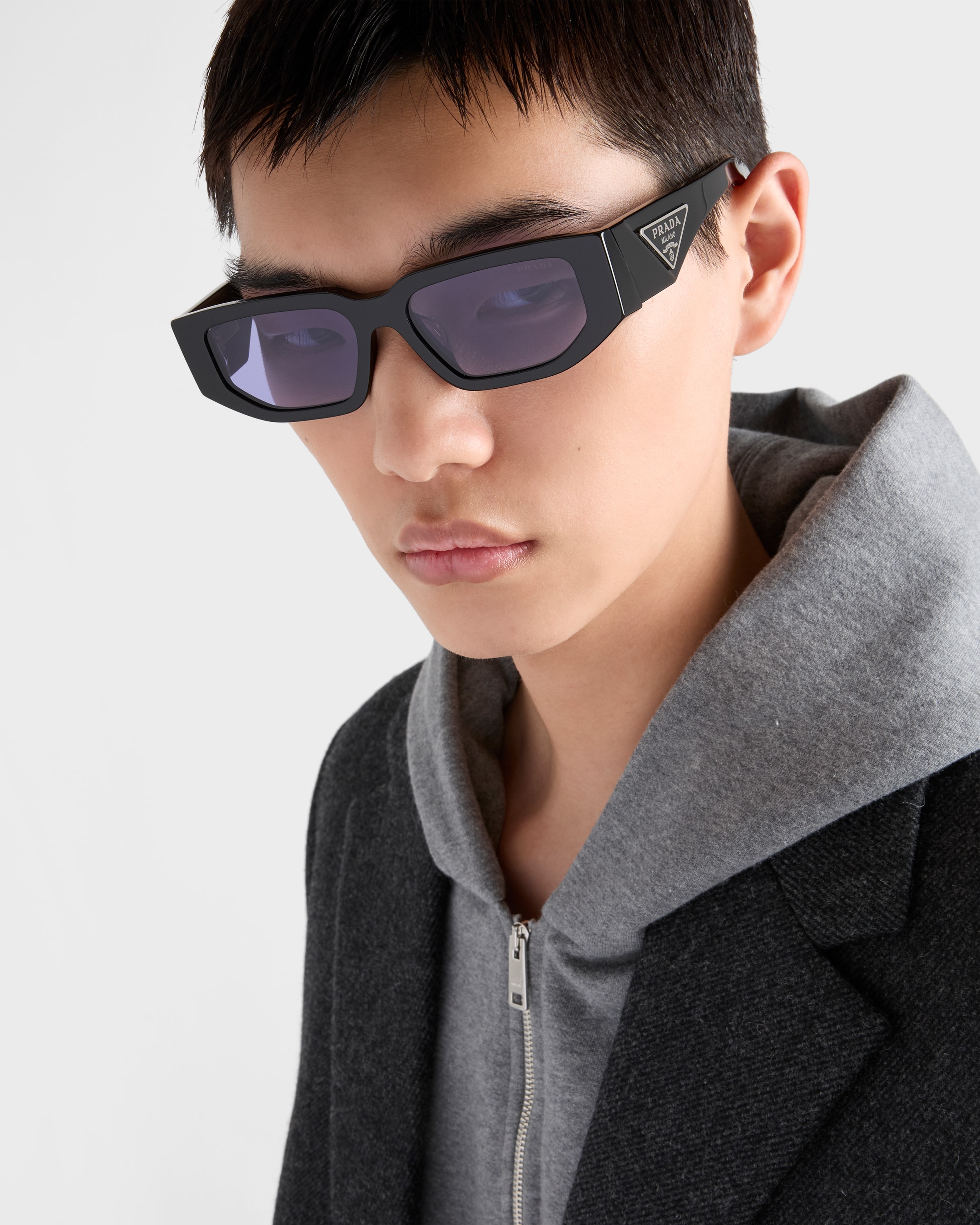 Prada Sunglasses With Triangle Logo In Black