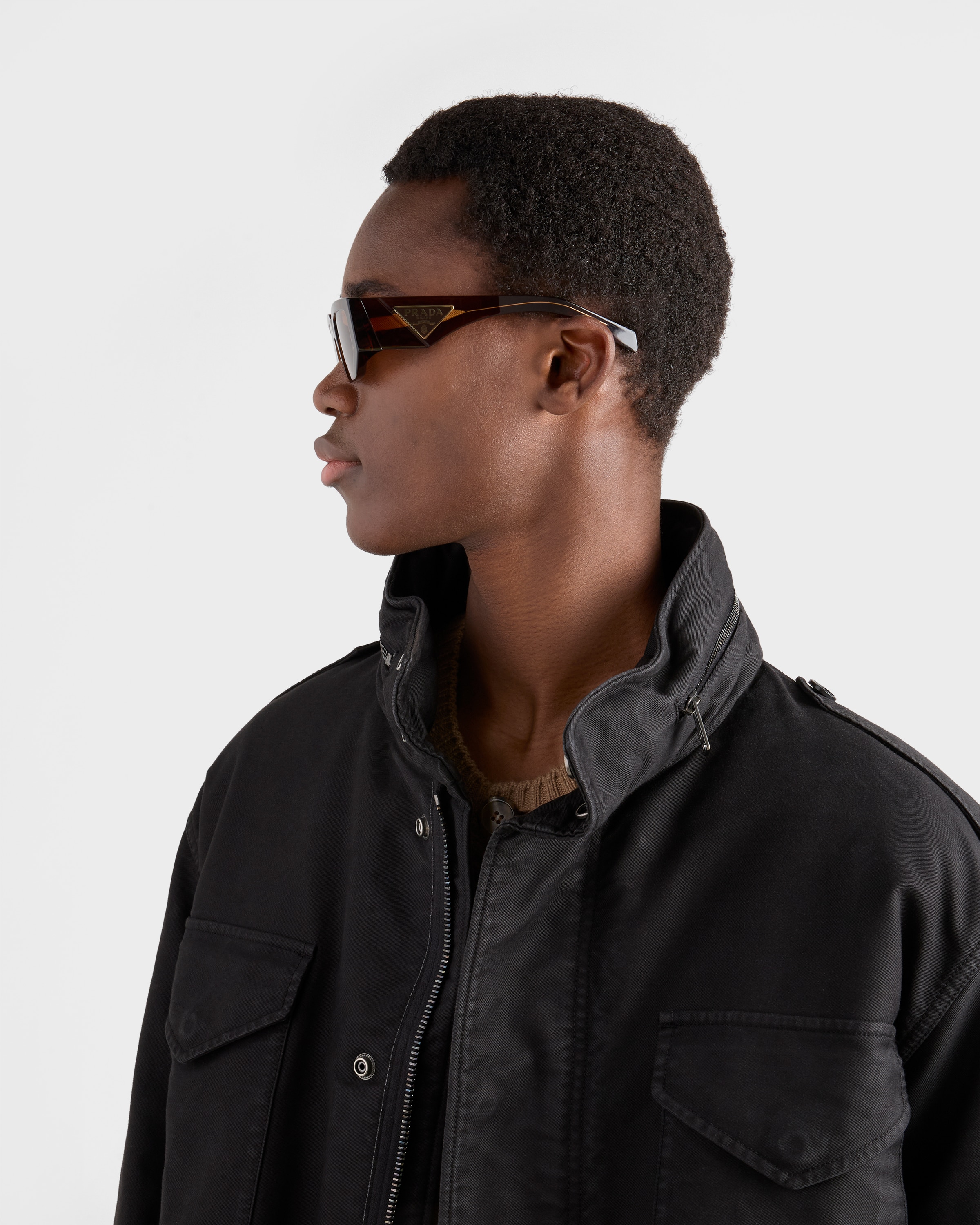 Prada Sunglasses With Triangle Logo In Brown