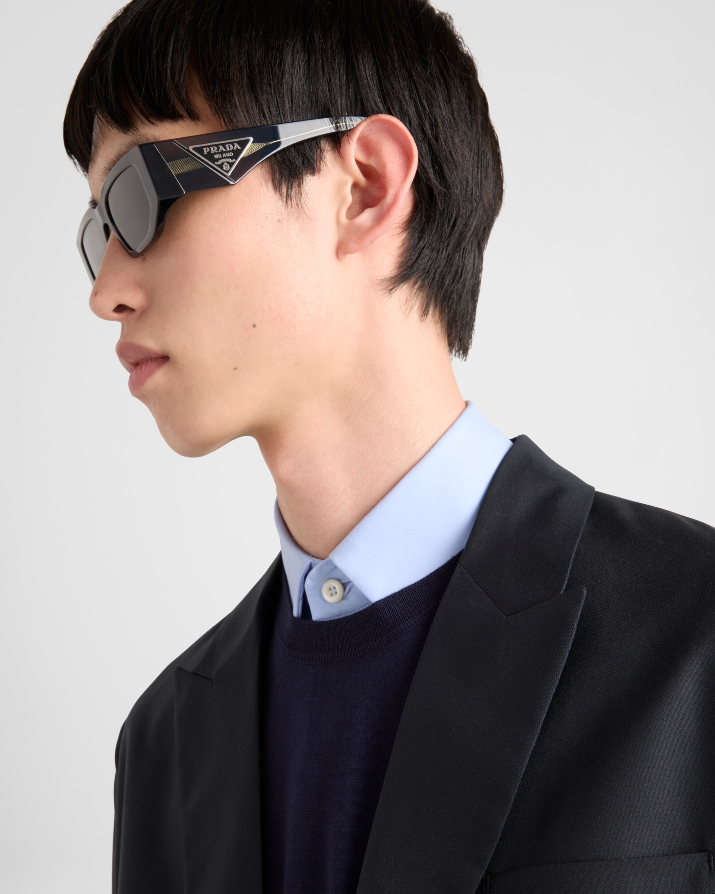 Prada Sunglasses With The Triangle Logo In Carbon Lenses