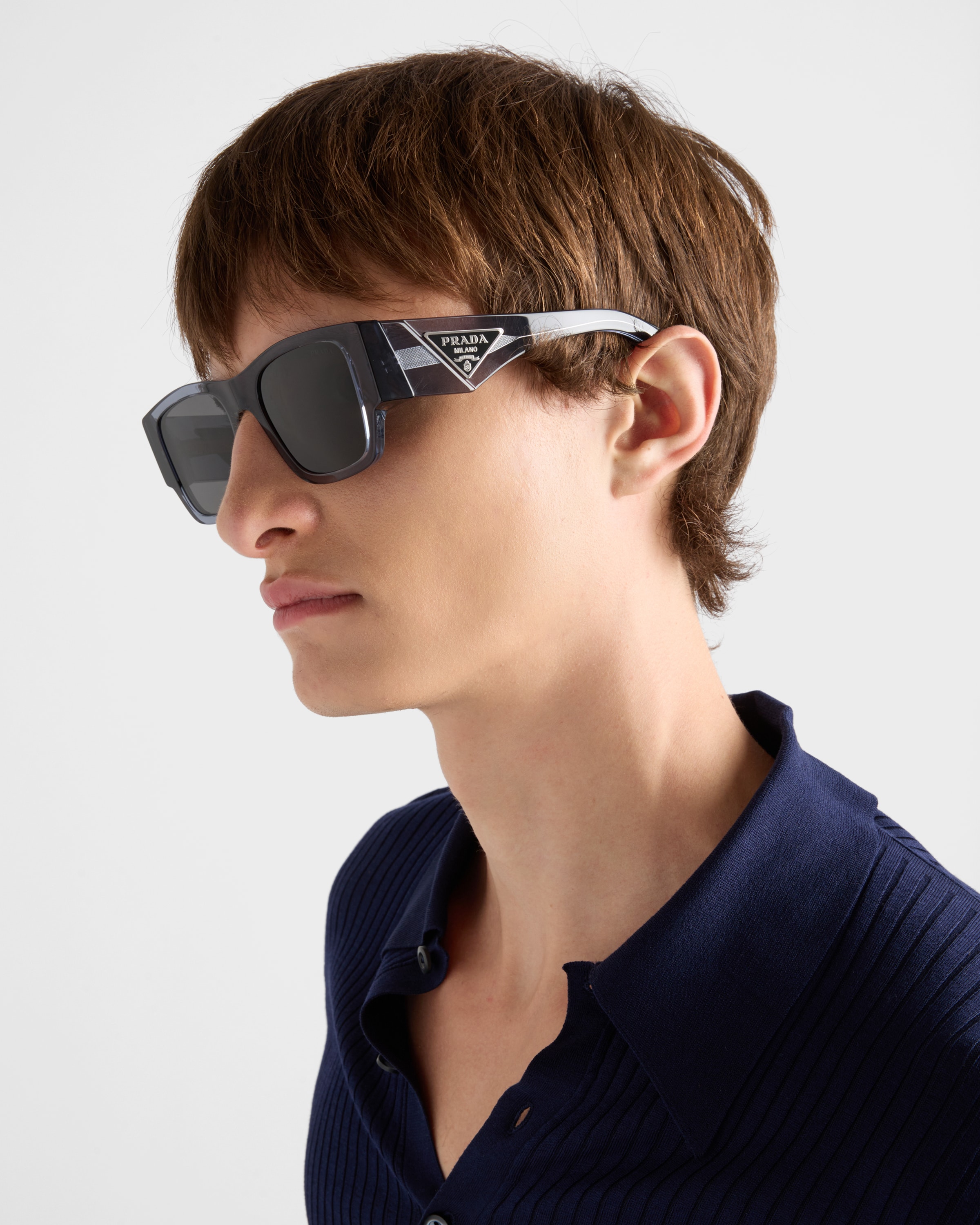 Slate Gray Lenses Sunglasses with Triangle logo | PRADA