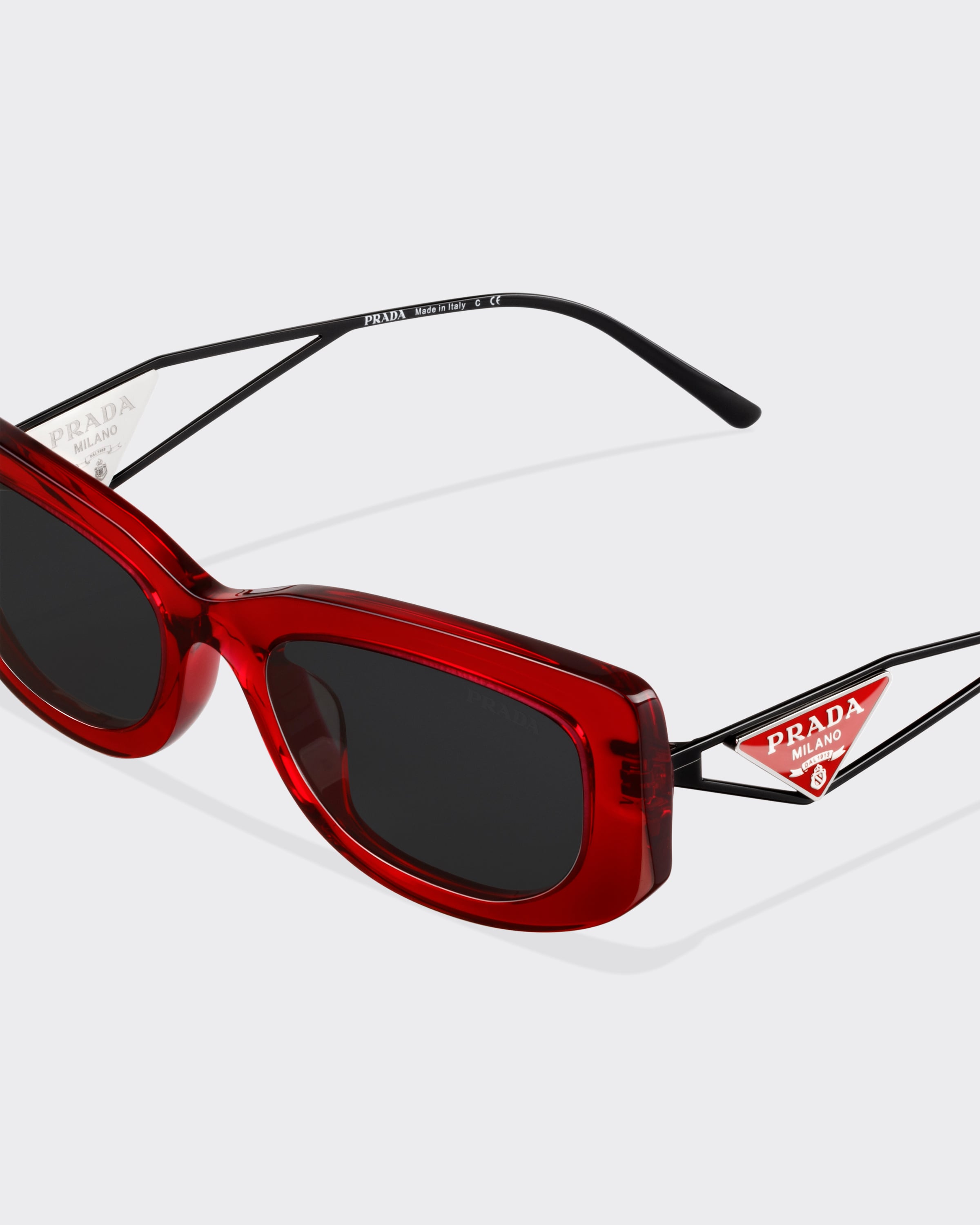 Prada red and white sunglasses store