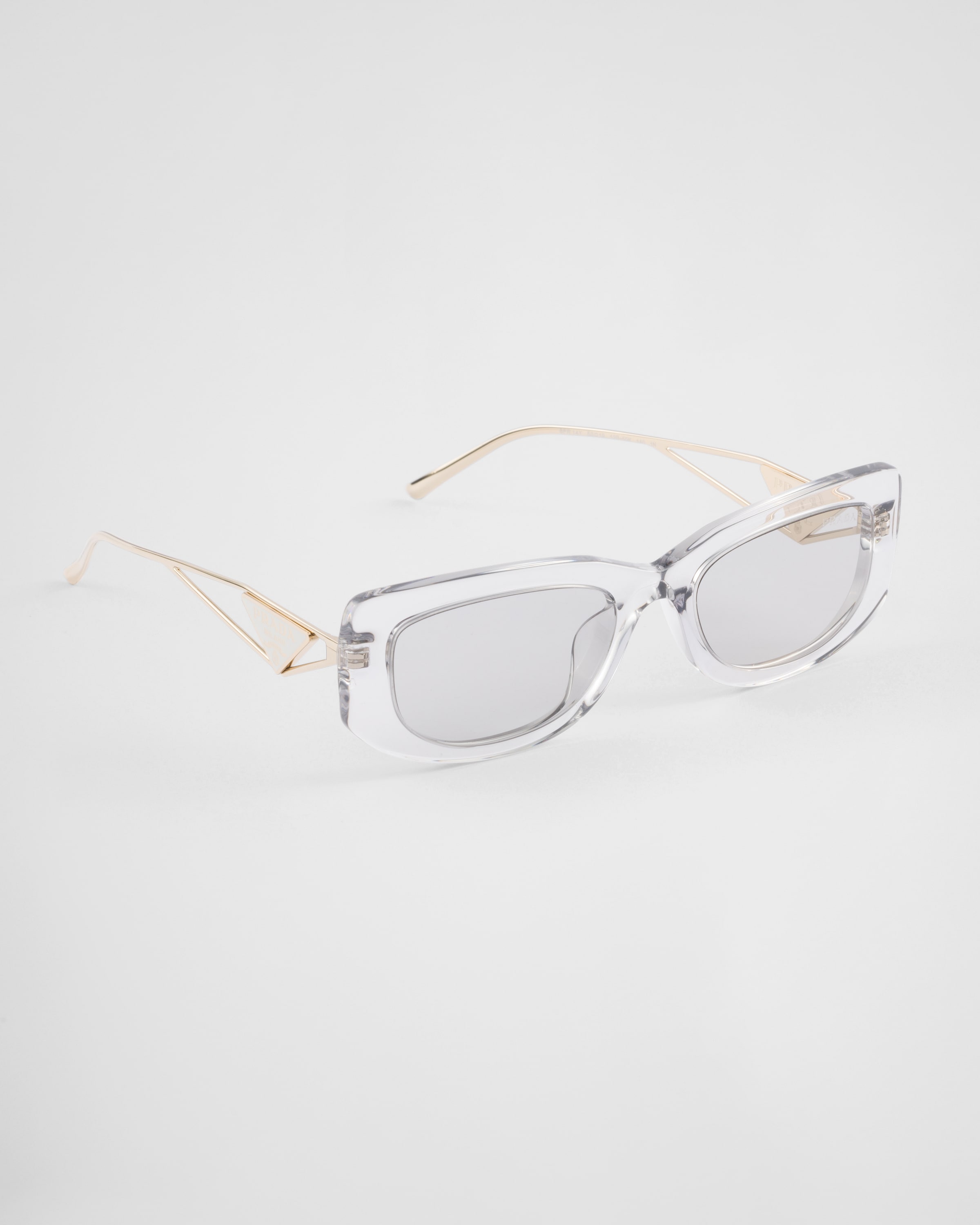 Prada Sunglasses With The Triangle Logo In Light Gray Lenses
