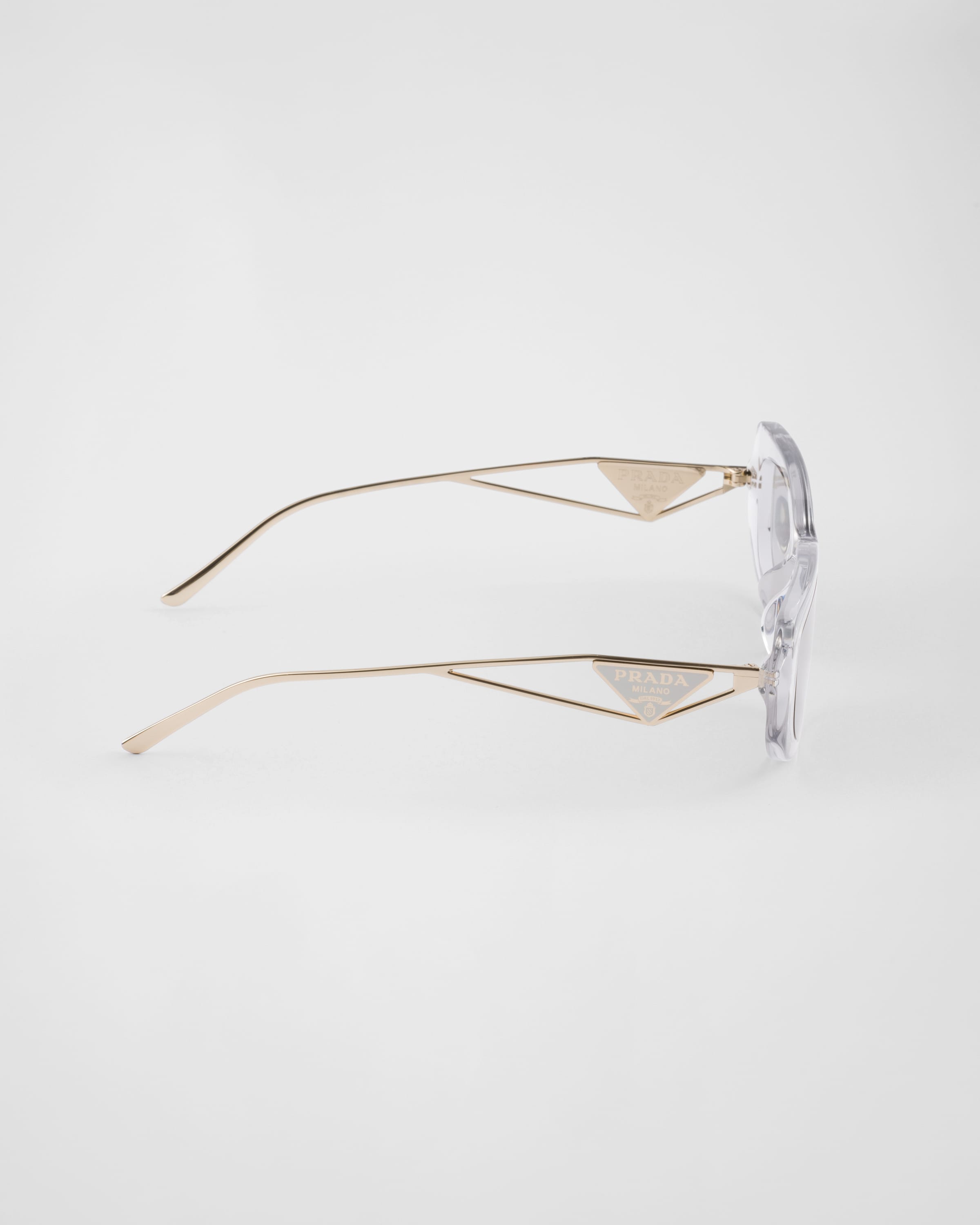 Prada Sunglasses With The Triangle Logo In Light Gray Lenses