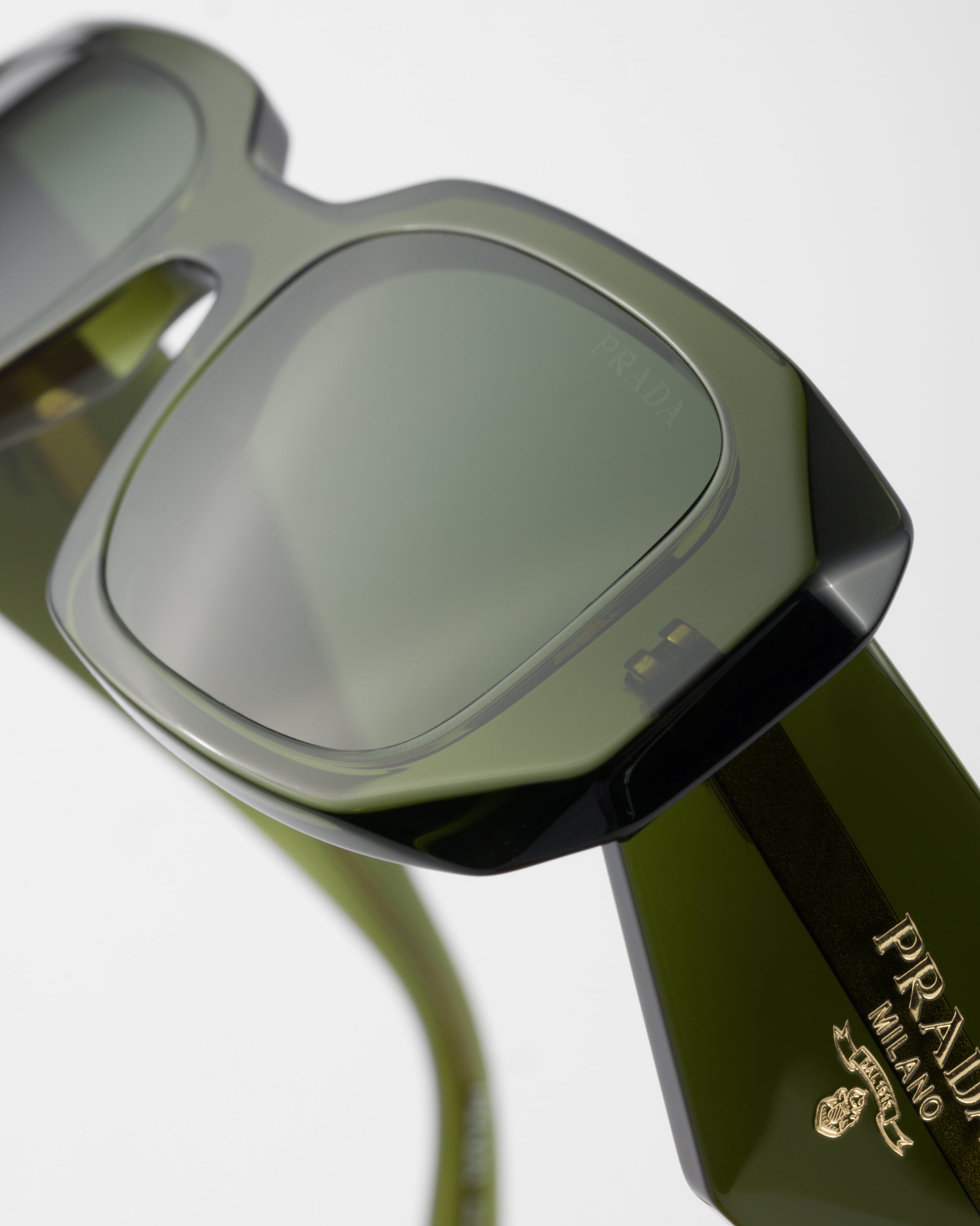 Prada Runway 49mm Rectangular Sunglasses In Military Green Lenses