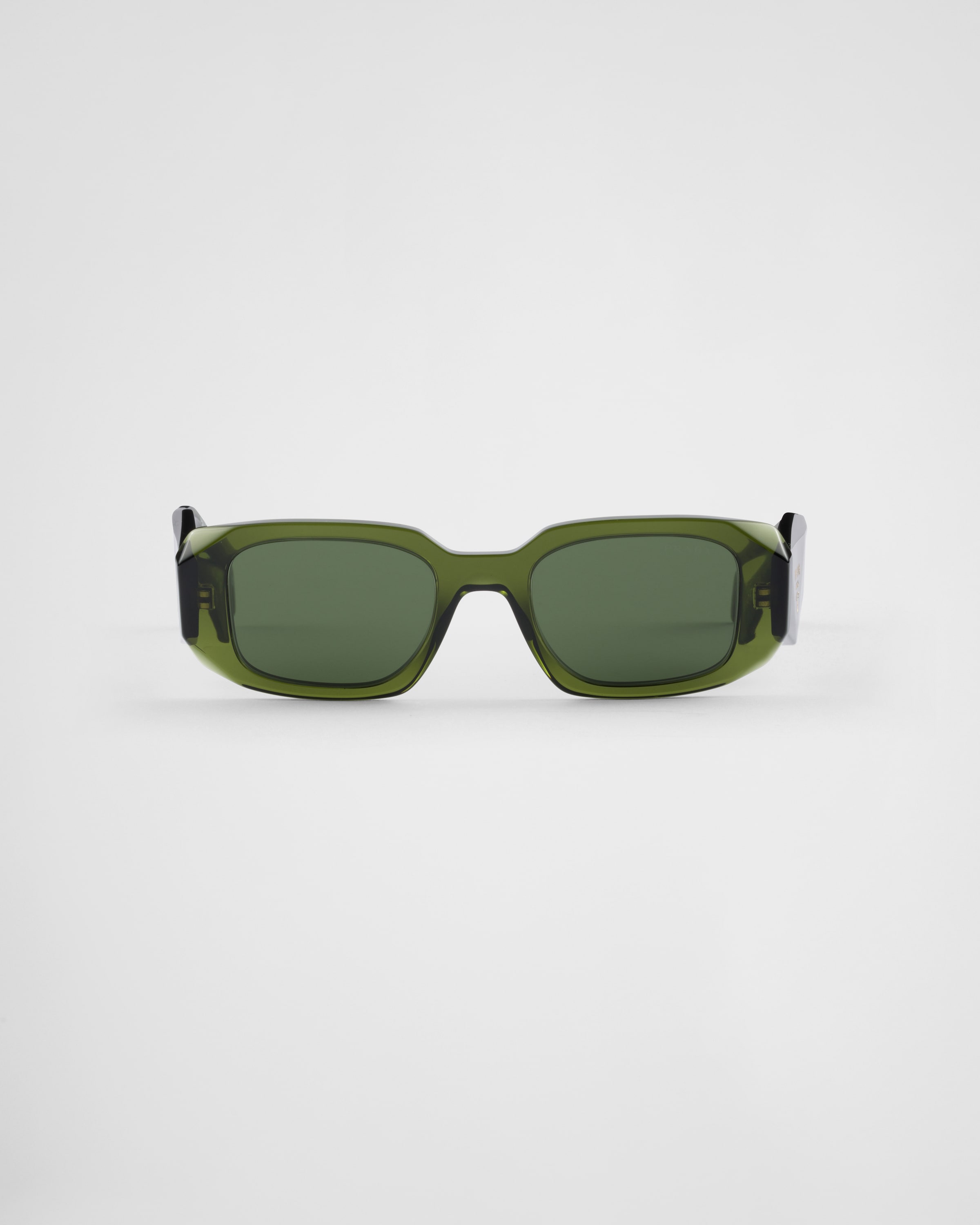 Prada Runway 49mm Rectangular Sunglasses In Military Green Lenses