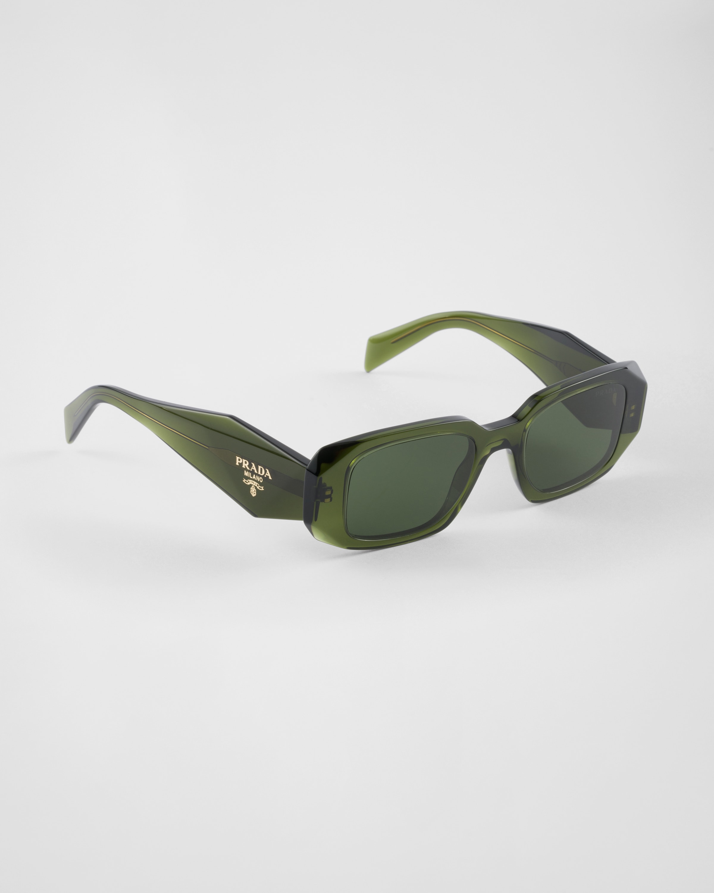 Prada Runway 49mm Rectangular Sunglasses In Military Green Lenses