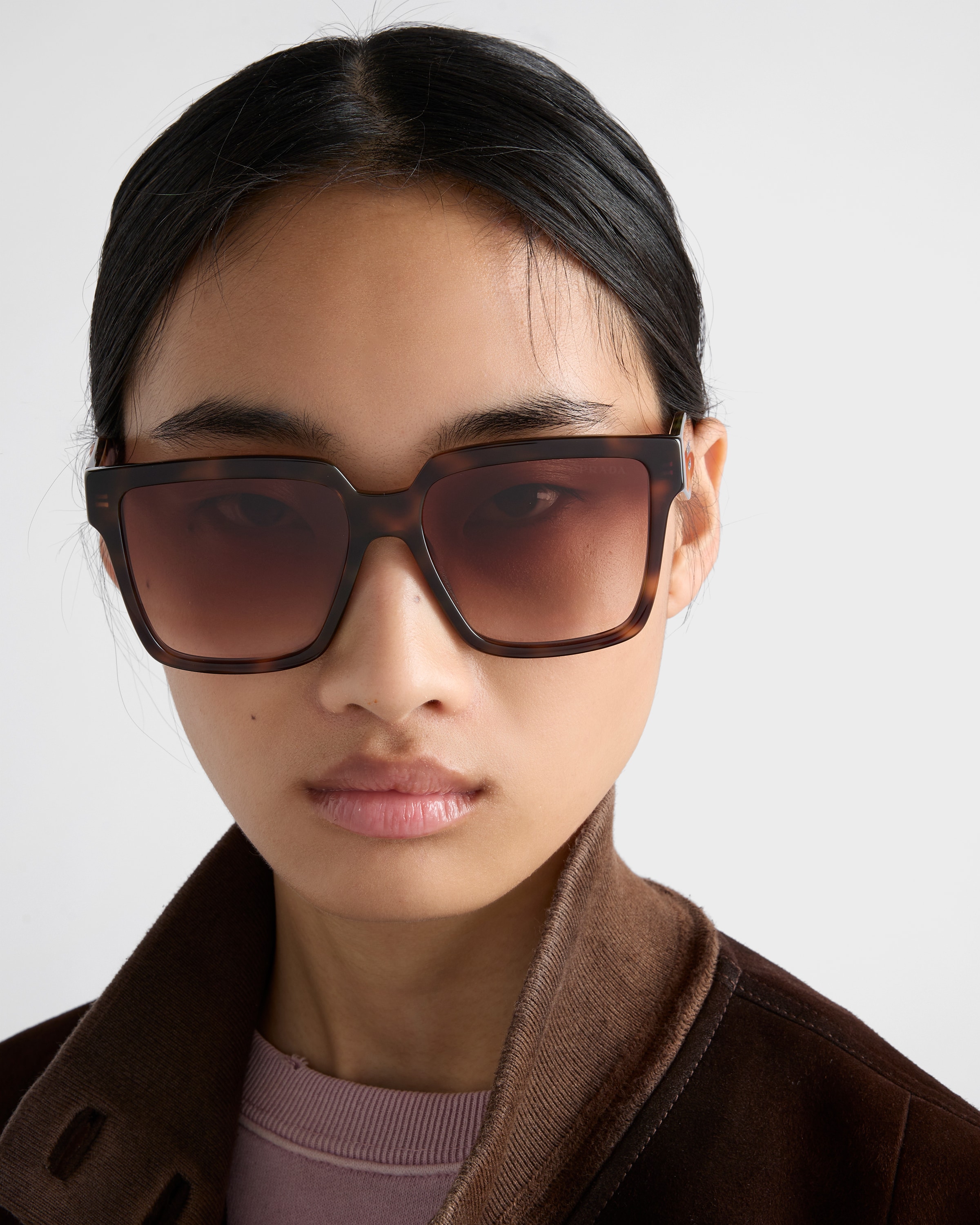 Opaque Gradient Dark Brown Lenses Sunglasses with Prada logo