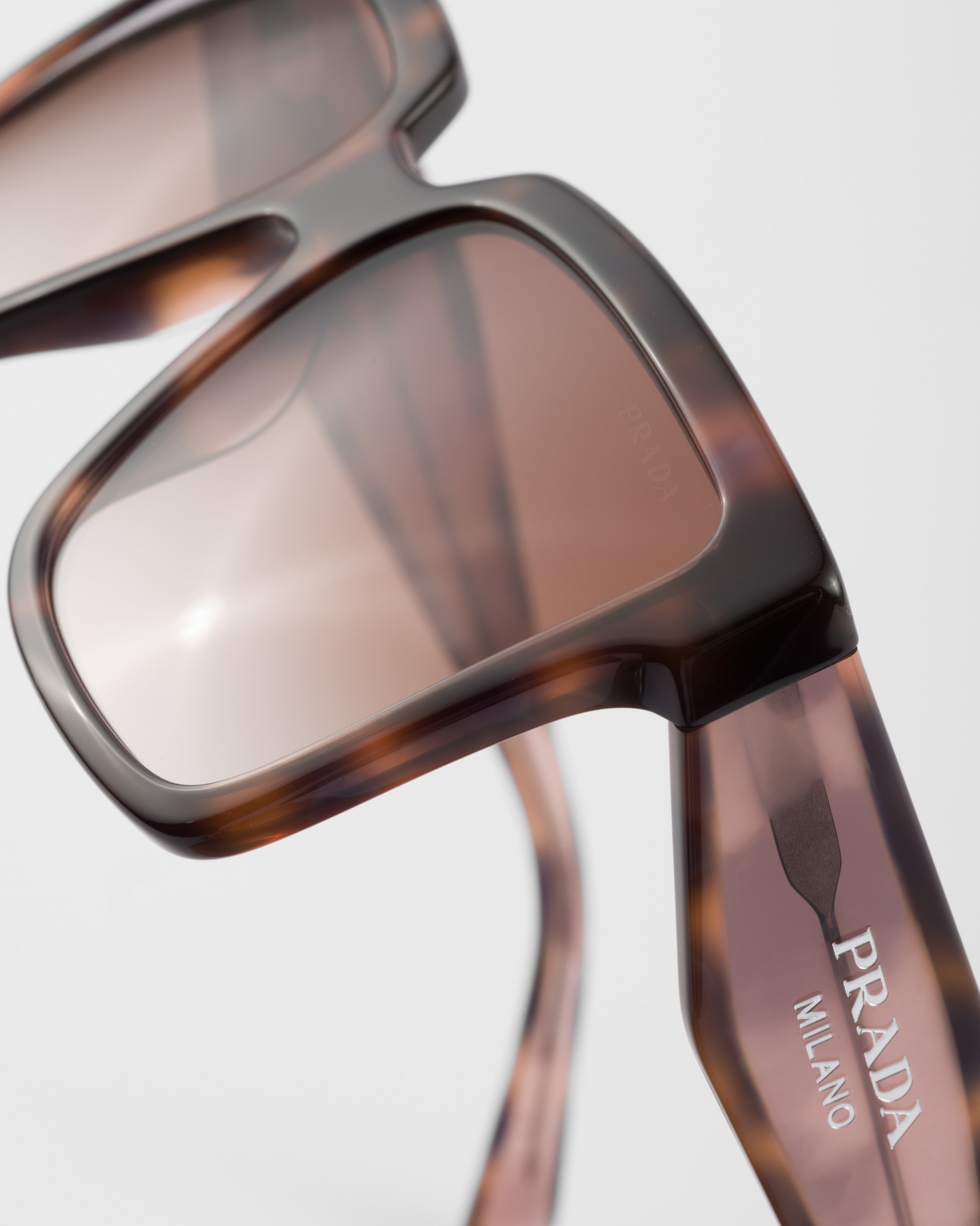 Prada Logo-print Sunglasses In Opaque Gradient Dark Brown Lenses