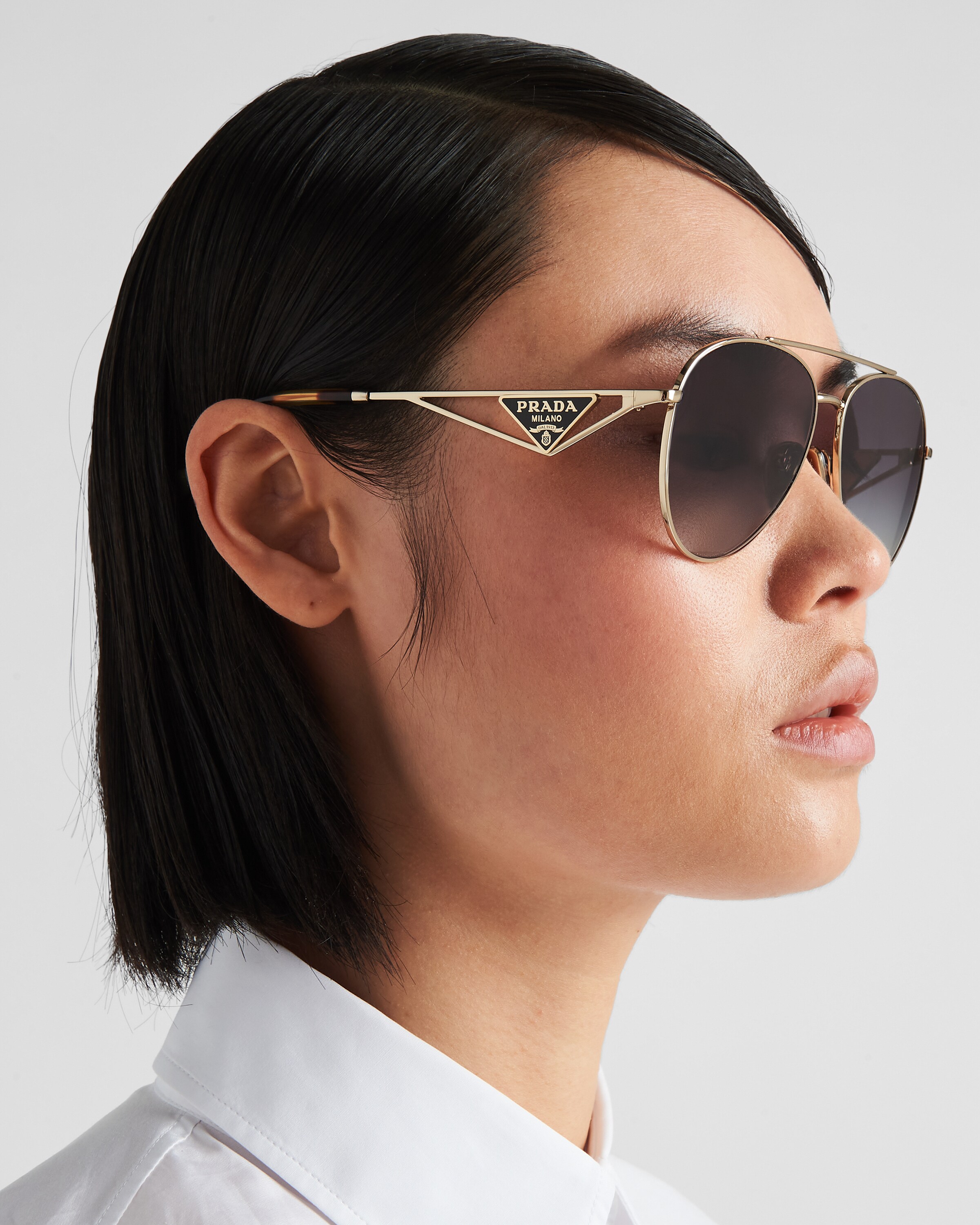 Gradient Smoky Gray Lenses Sunglasses With Triangle Logo PRADA