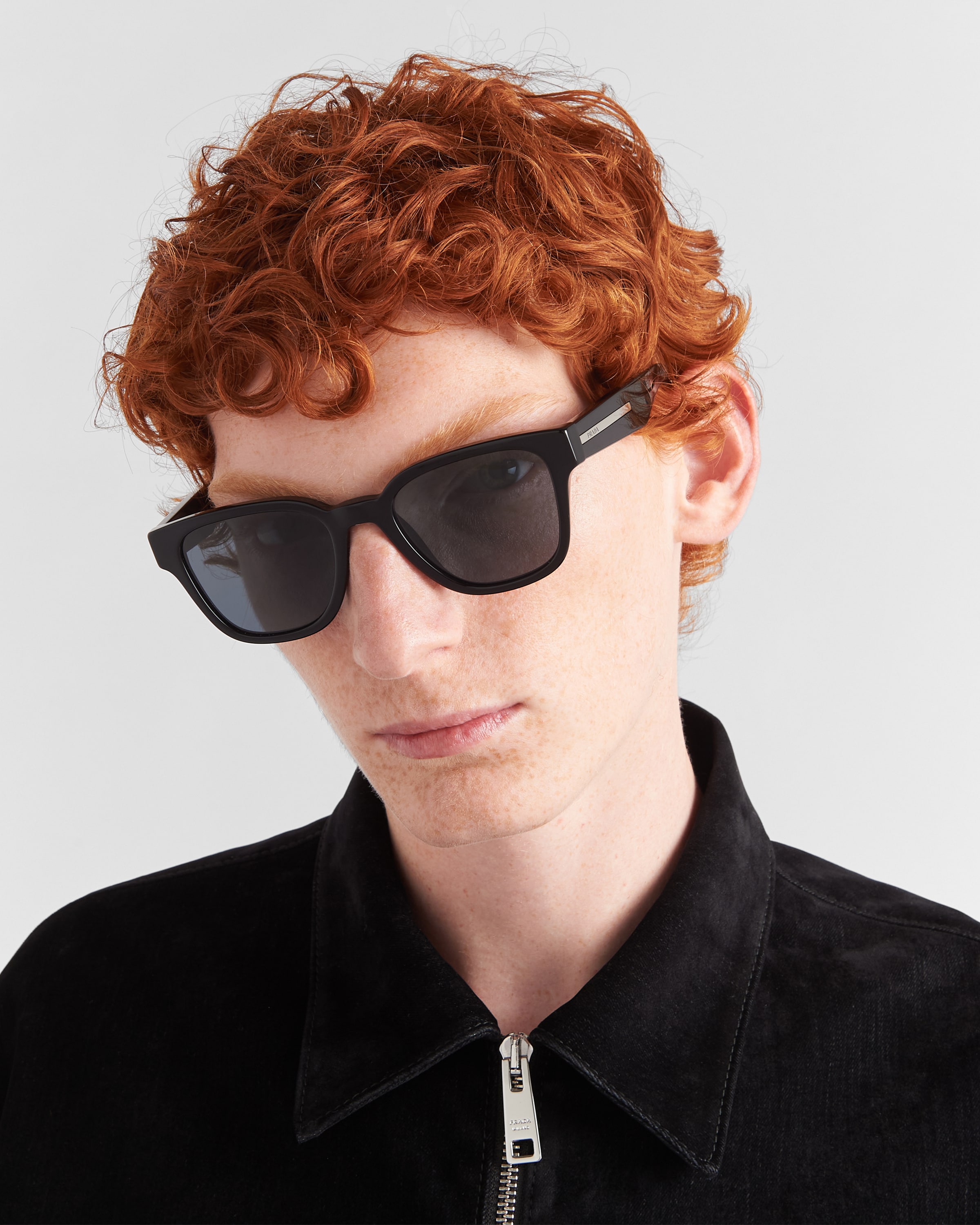 Graphite Crystal Lenses Sunglasses With Iconic Metal Plaque PRADA