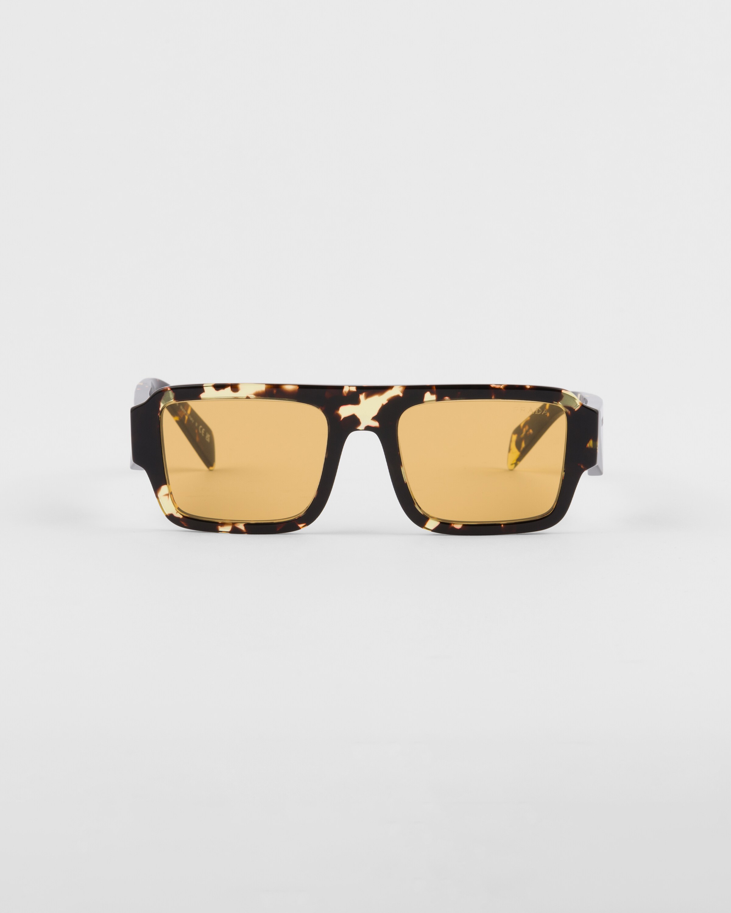 Prada Symbole Rectangle-frame Sunglasses In Malt Beige Lenses