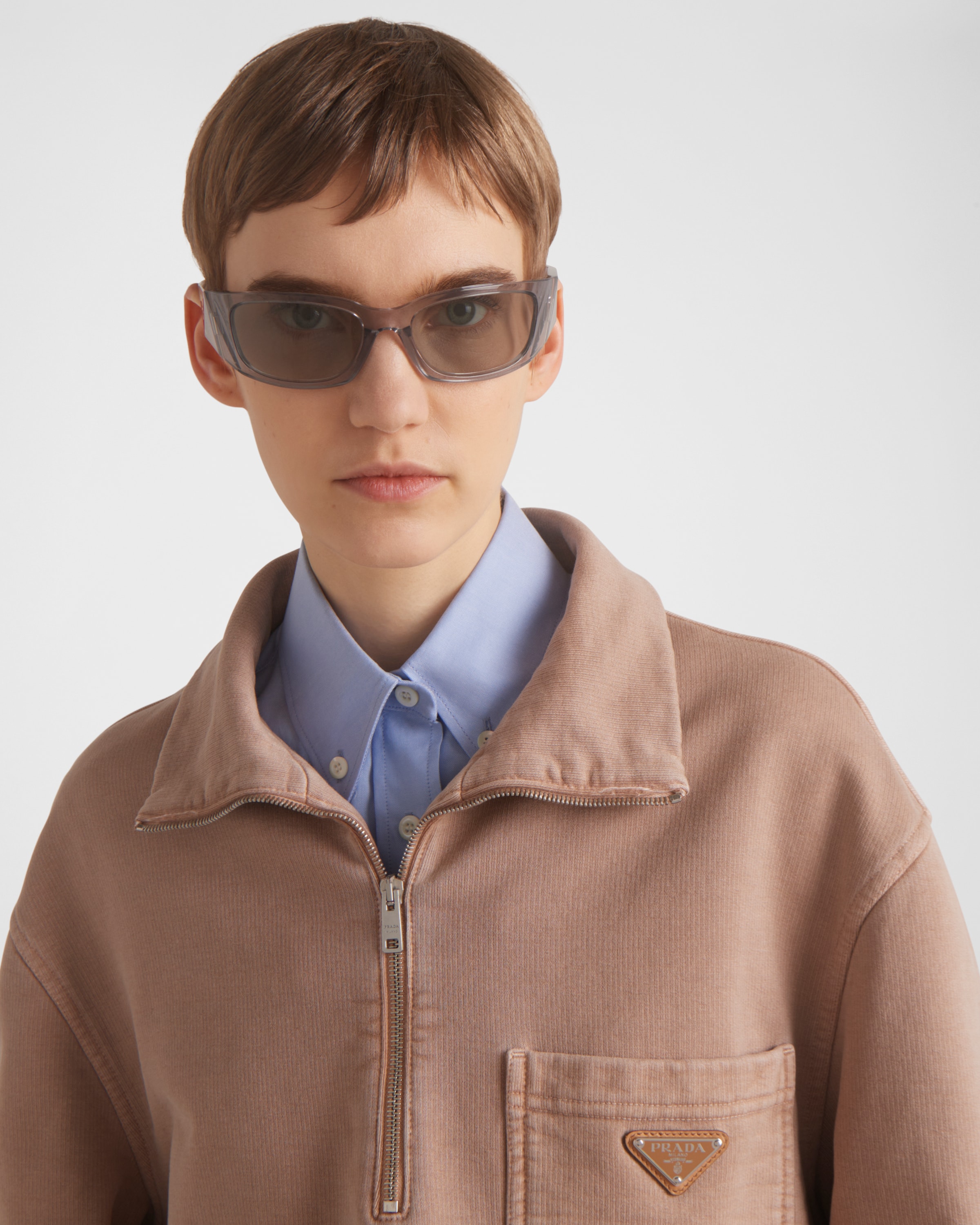 Prada PR 08ZV 18S1O1 Transparent Asphalt Grey メガネ