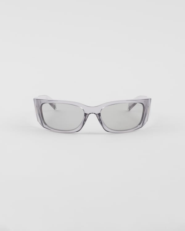 Light Gray lenses Prada sunglasses with the triangle logo