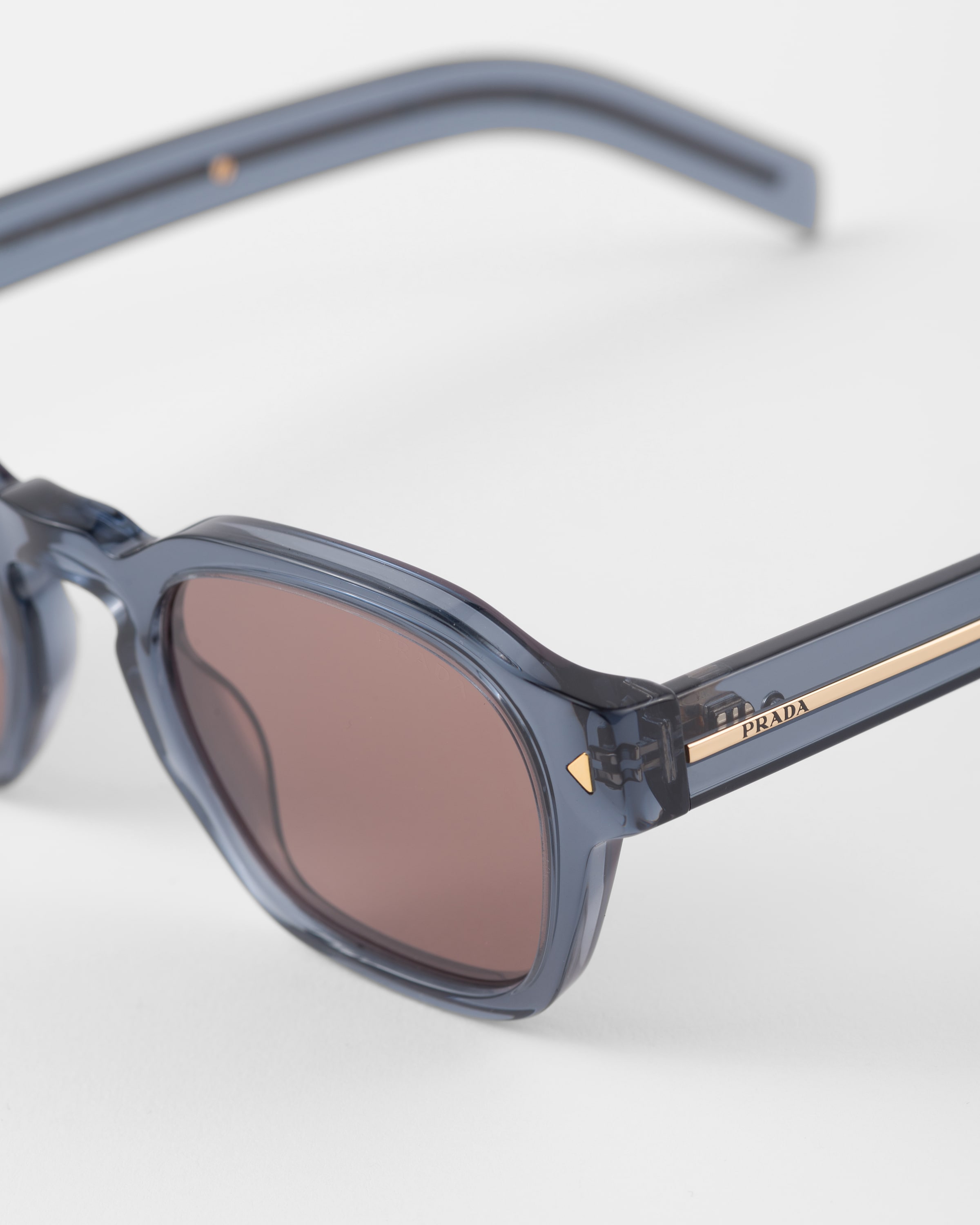 Prada Sunglasses With Iconic Metal Plaque In Bark Brown