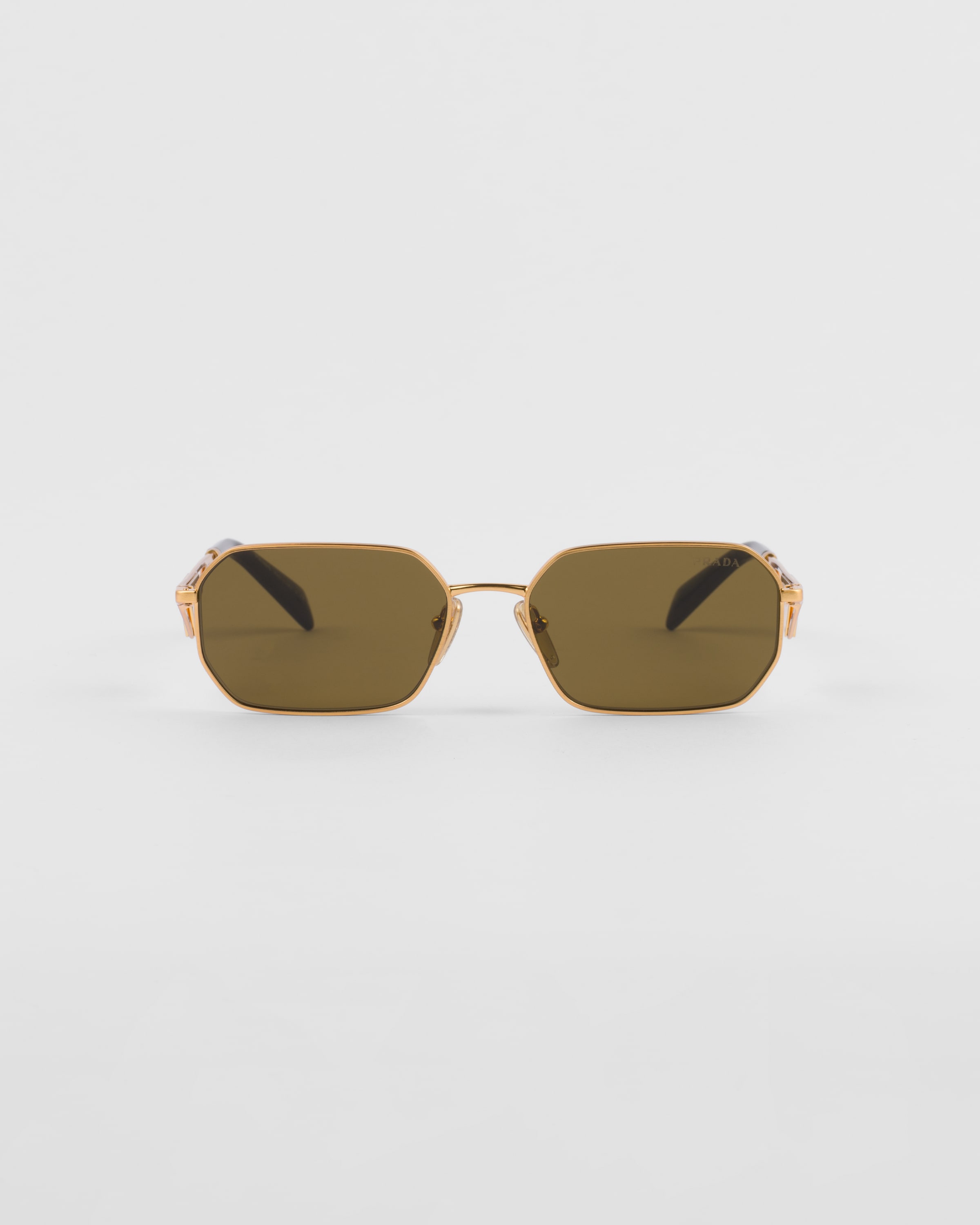 Prada Sunglasses With Triangle Logo In 15n01t Gold