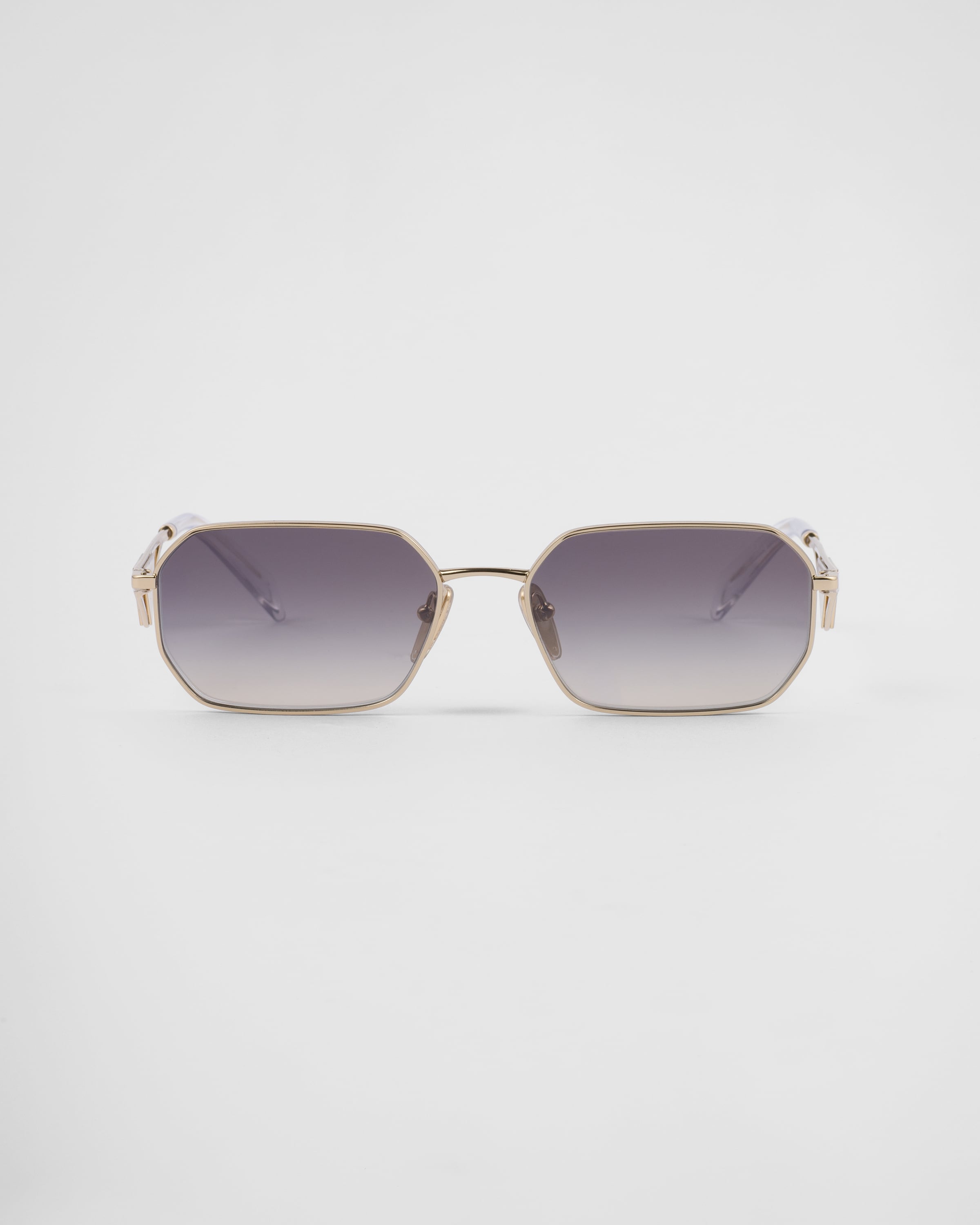 Prada Silver Triangle Logo Sunglasses In Gradient Iris Lenses