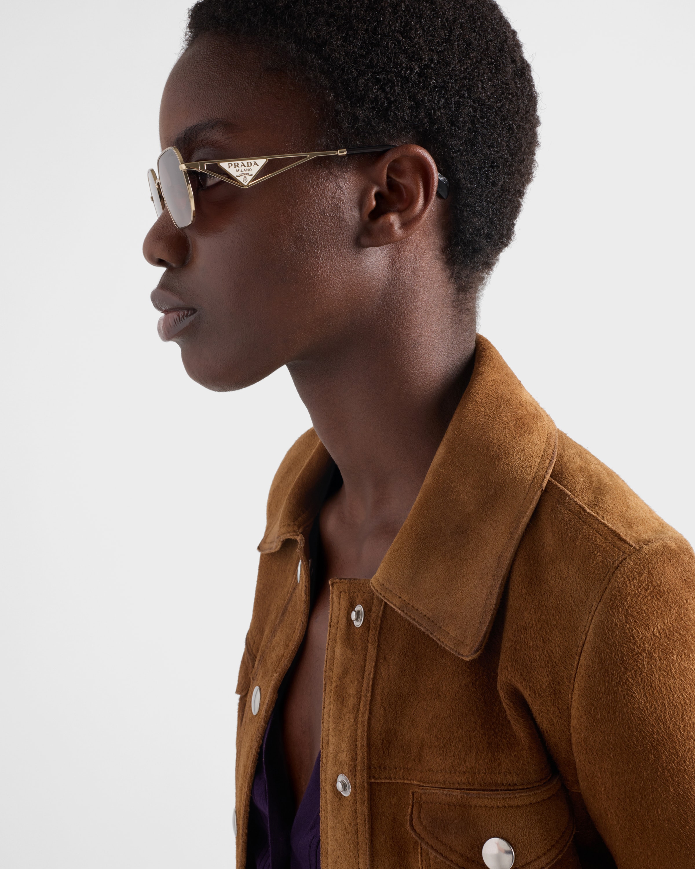 Gradient Caramel Lenses Sunglasses With Prada Triangle Logo