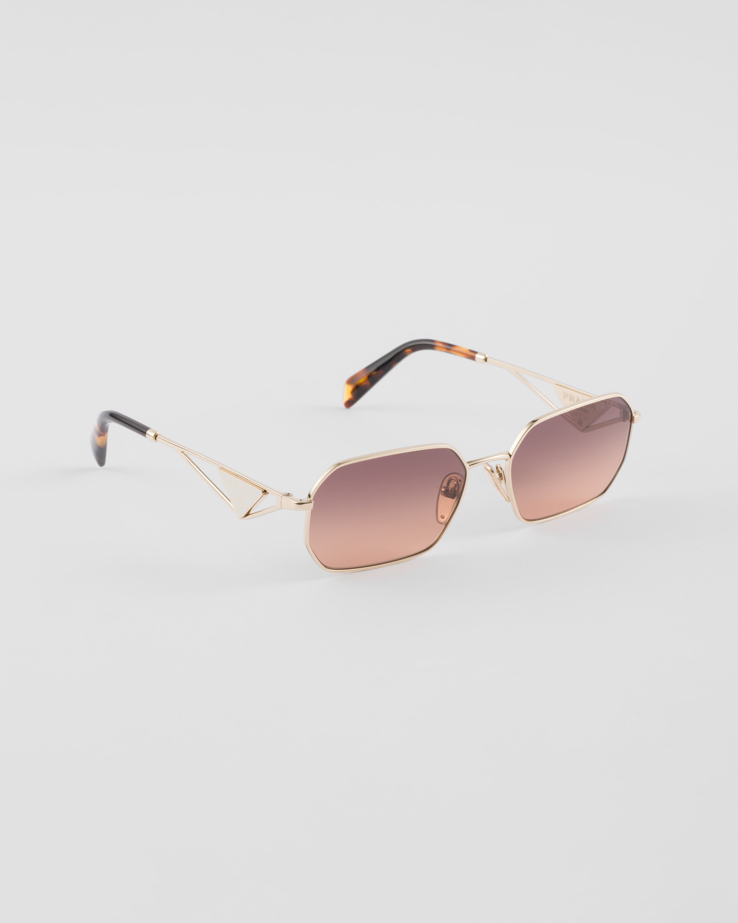 Prada Narrow Rectangular Sunglasses In Gradient Caramel Lenses
