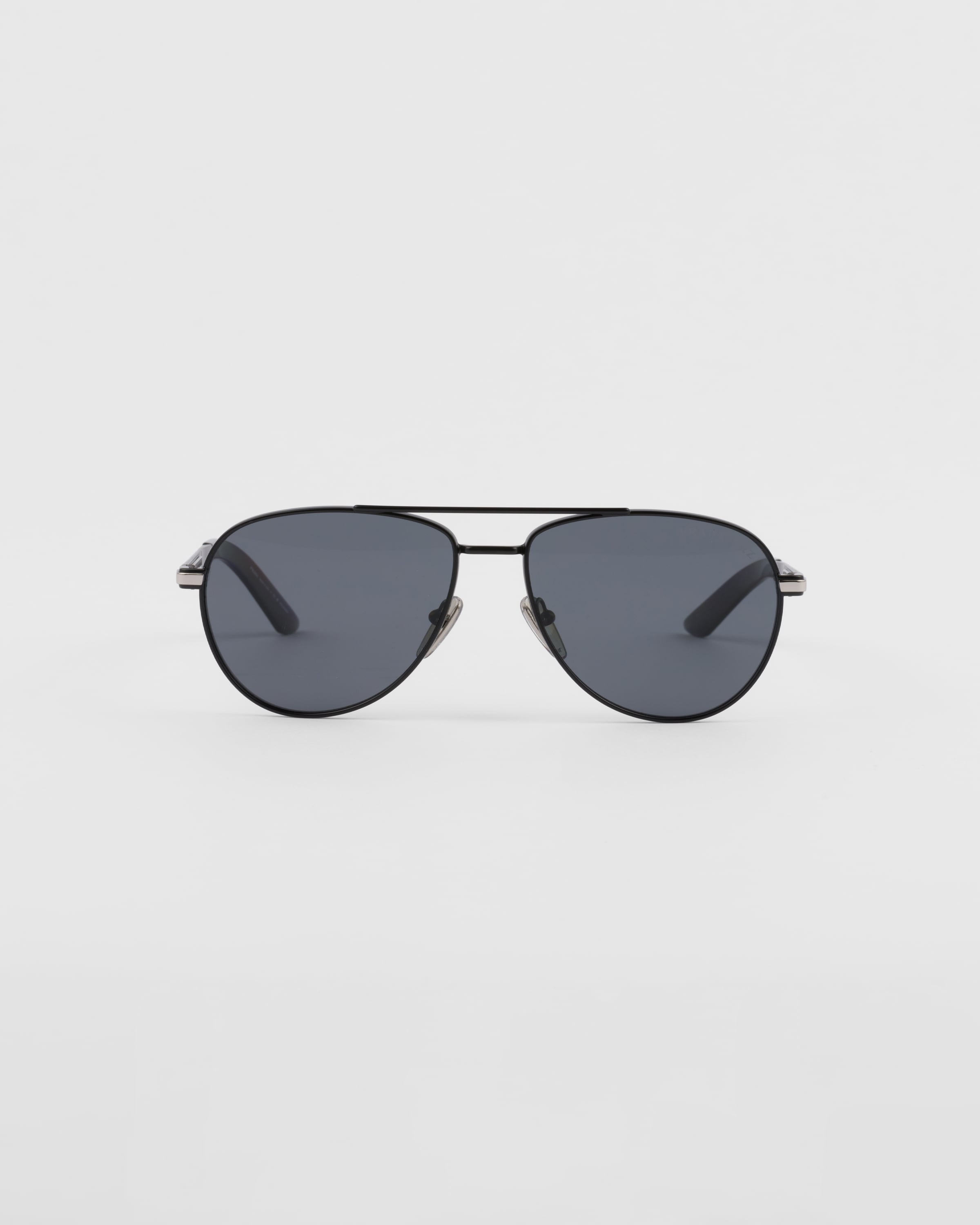 Prada Logo-plaque Pilot-frame Sunglasses In Black