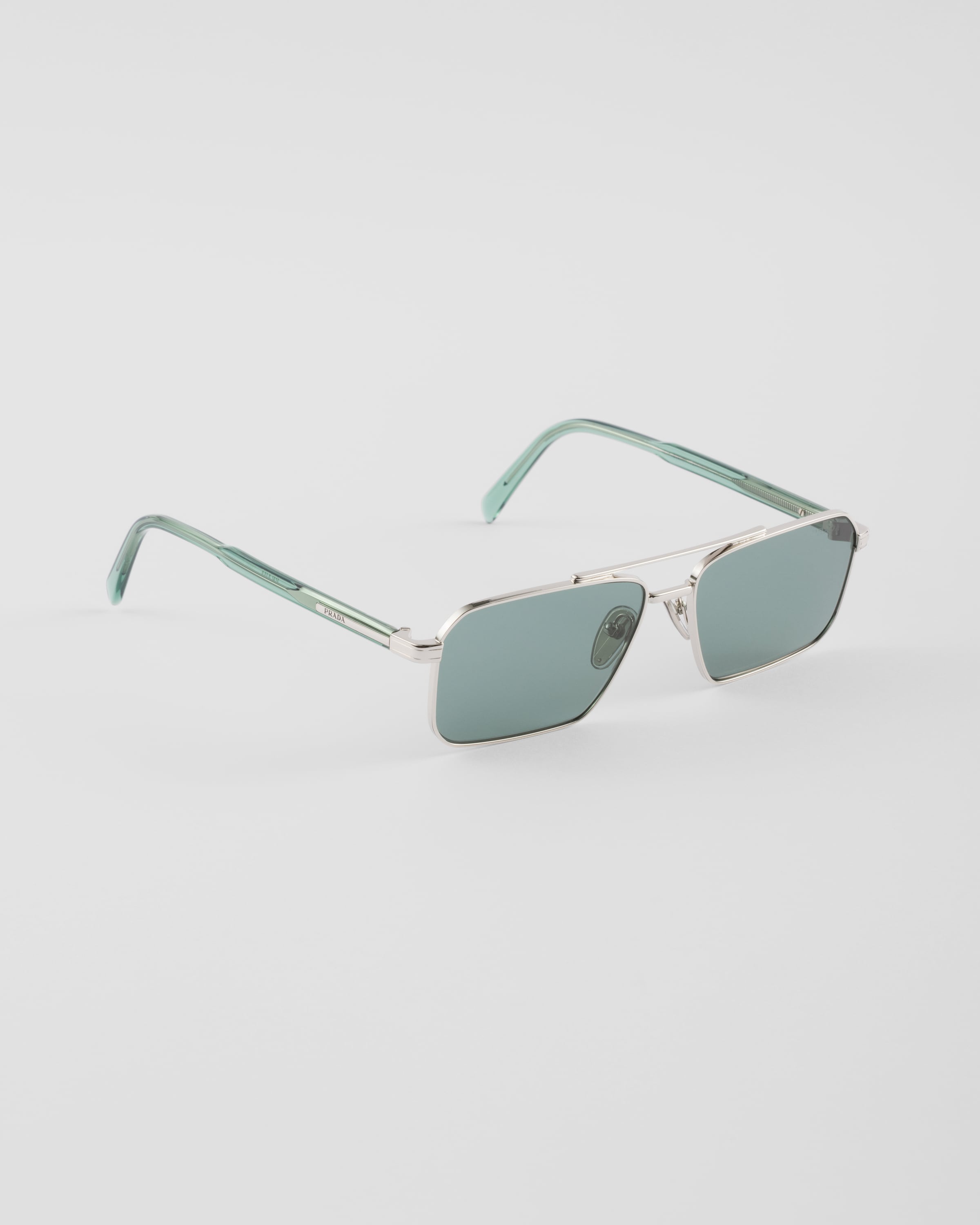 Prada Sunglasses With Logo In Eden Green Lenses