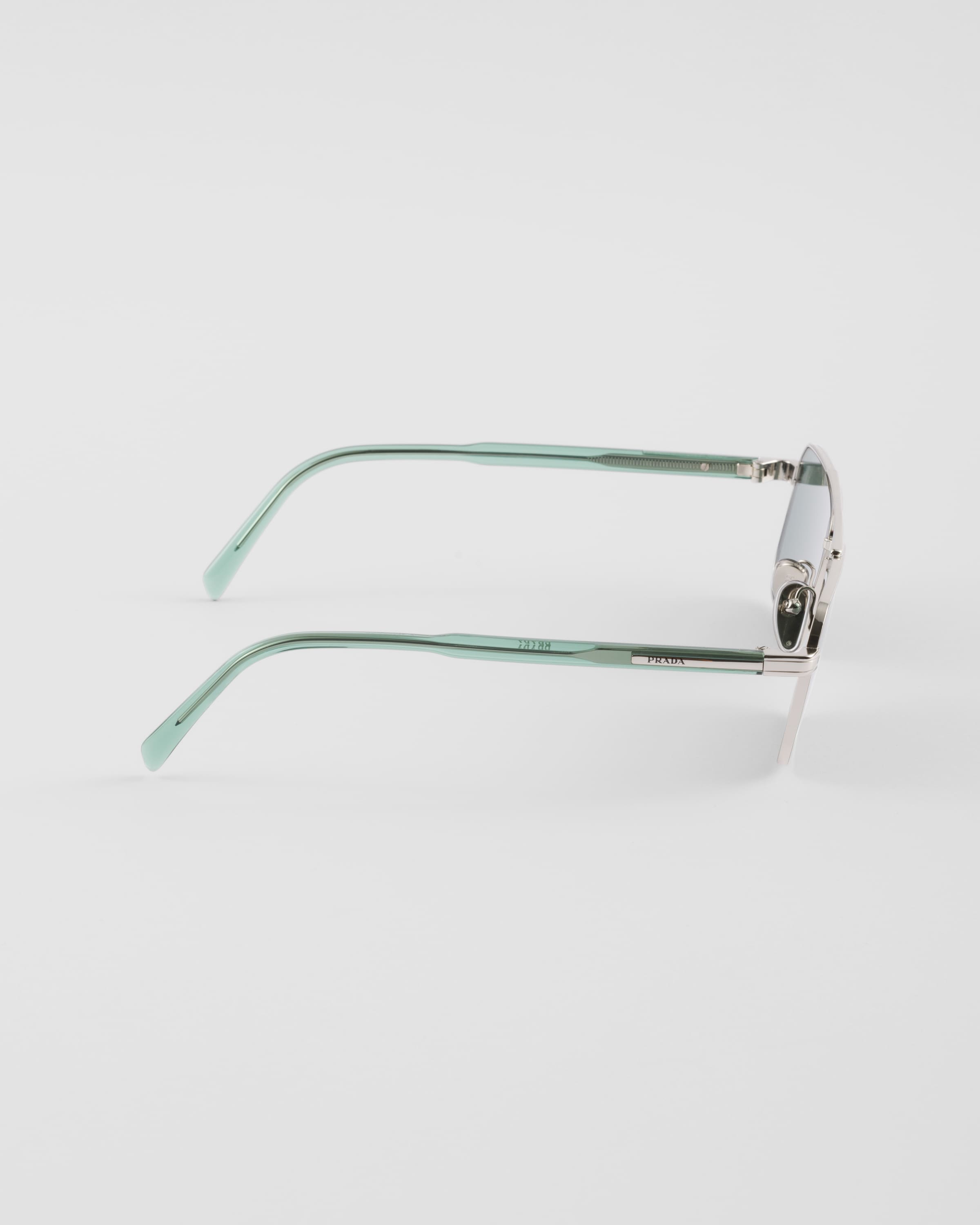 Prada Sunglasses With Logo In Eden Green Lenses