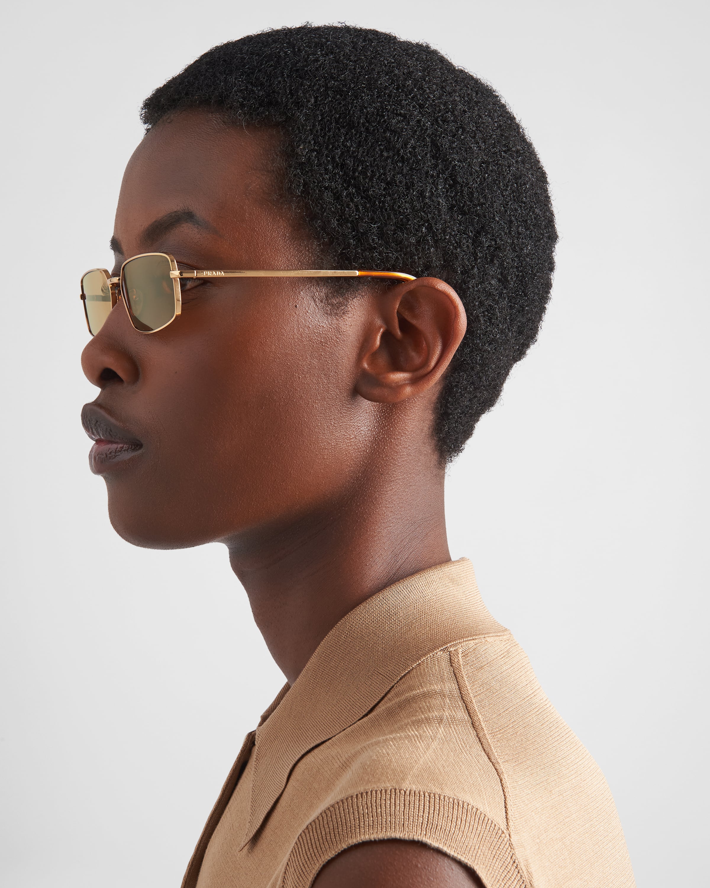 Shop Prada Sunglasses With The  Logo In Olive Green Lenses