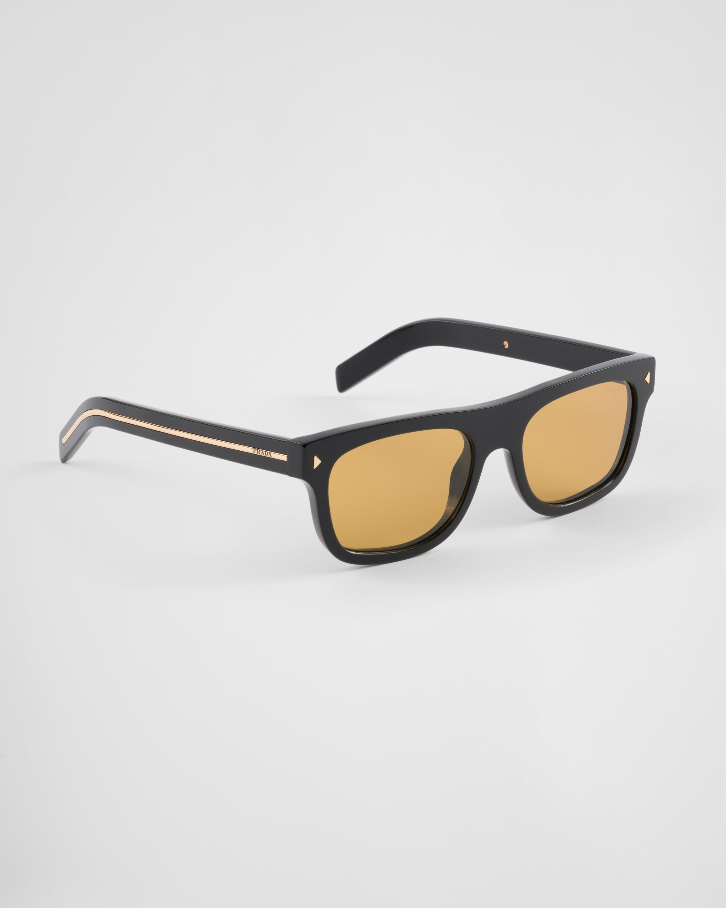 Prada Sunglasses With The Iconic Metal Plaque In Honey Lenses