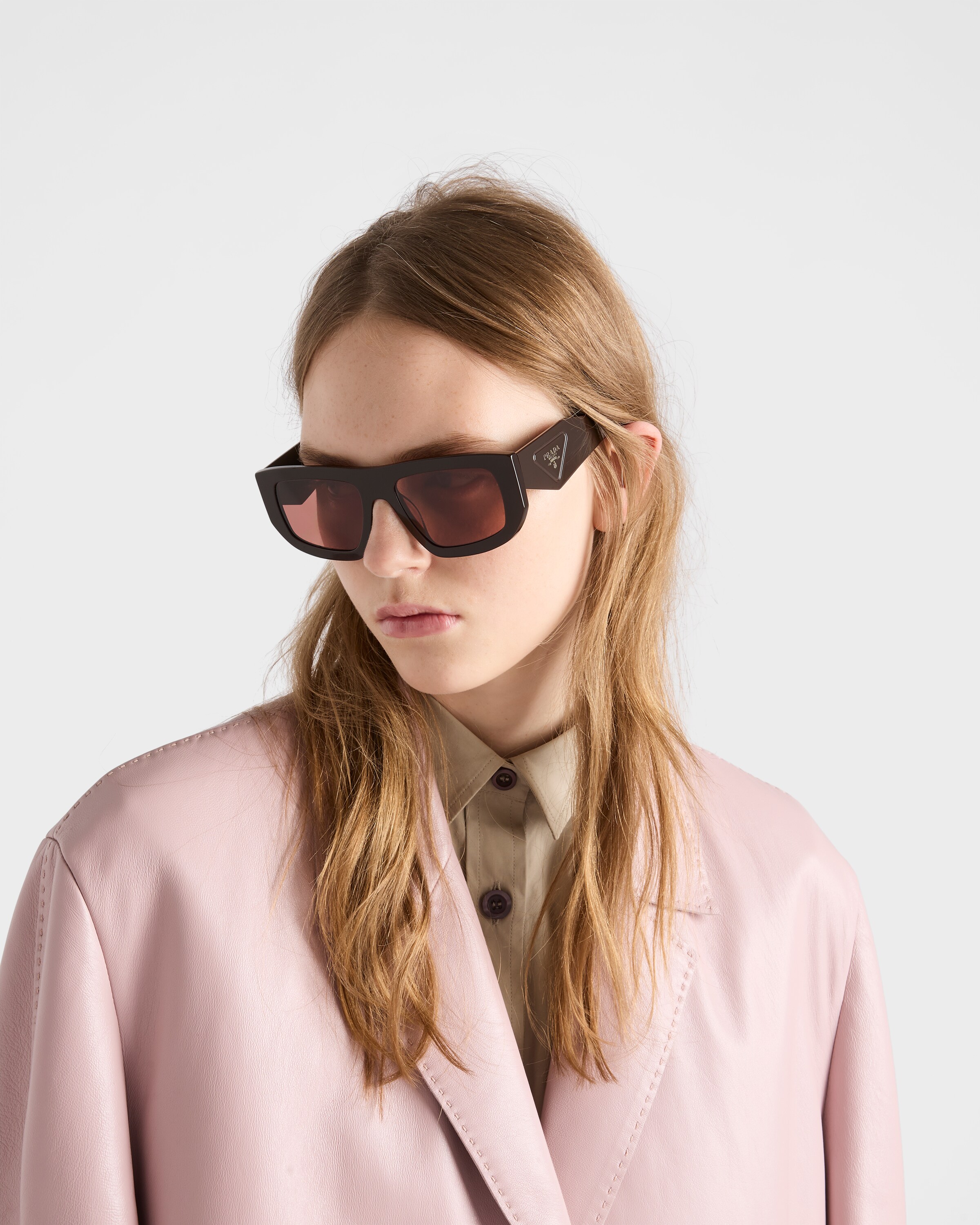 Cigar Lenses Sunglasses With Triangle Logo | PRADA - United States