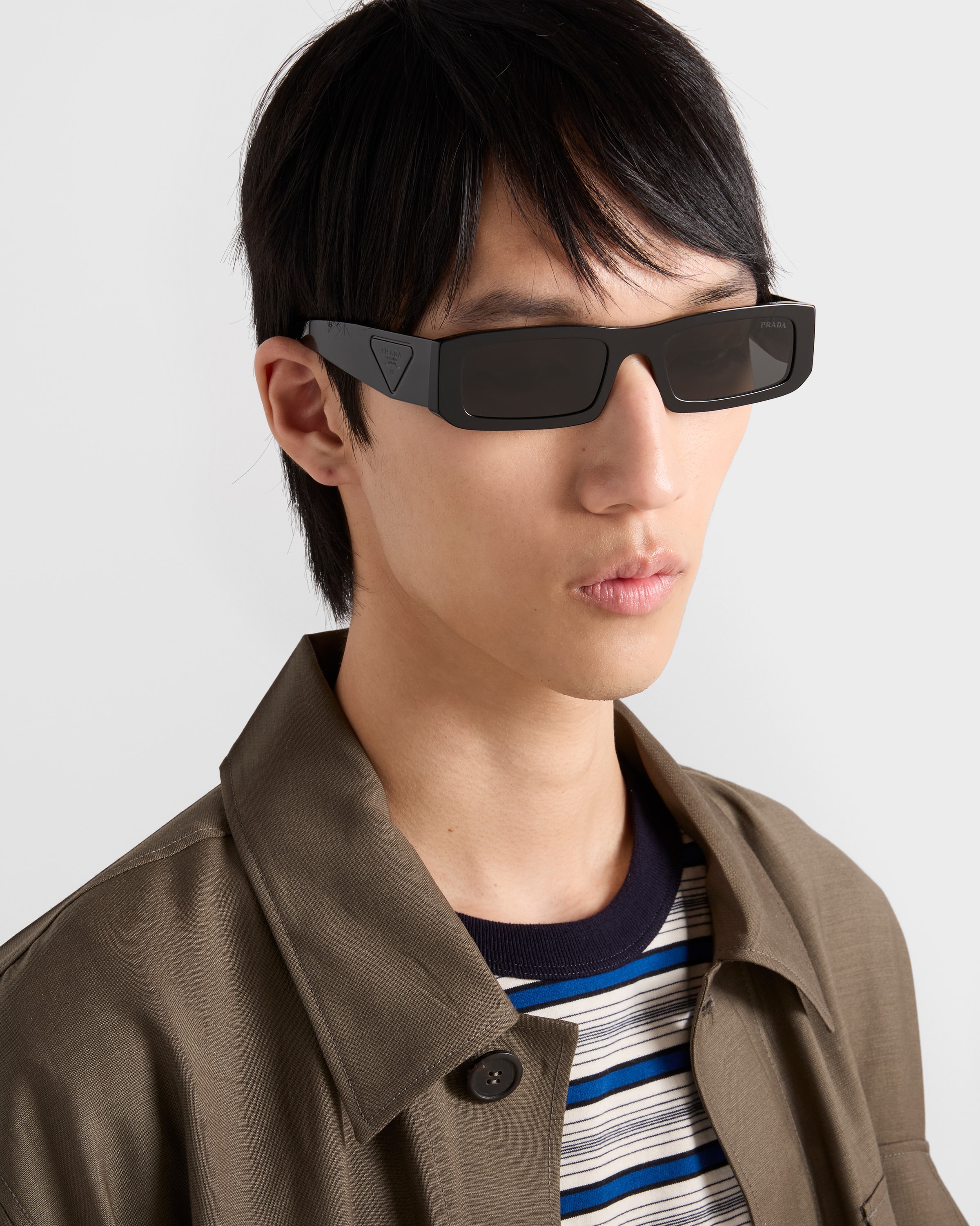 Slate Gray Lenses Sunglasses With Triangle Logo | PRADA - Japan