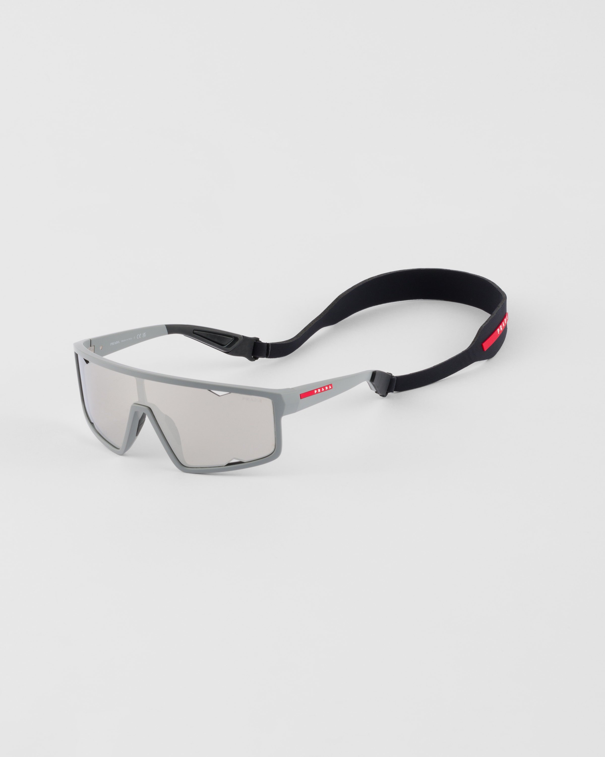 Prada Linea Rossa Active Sunglasses In Silver Chromed Lenses