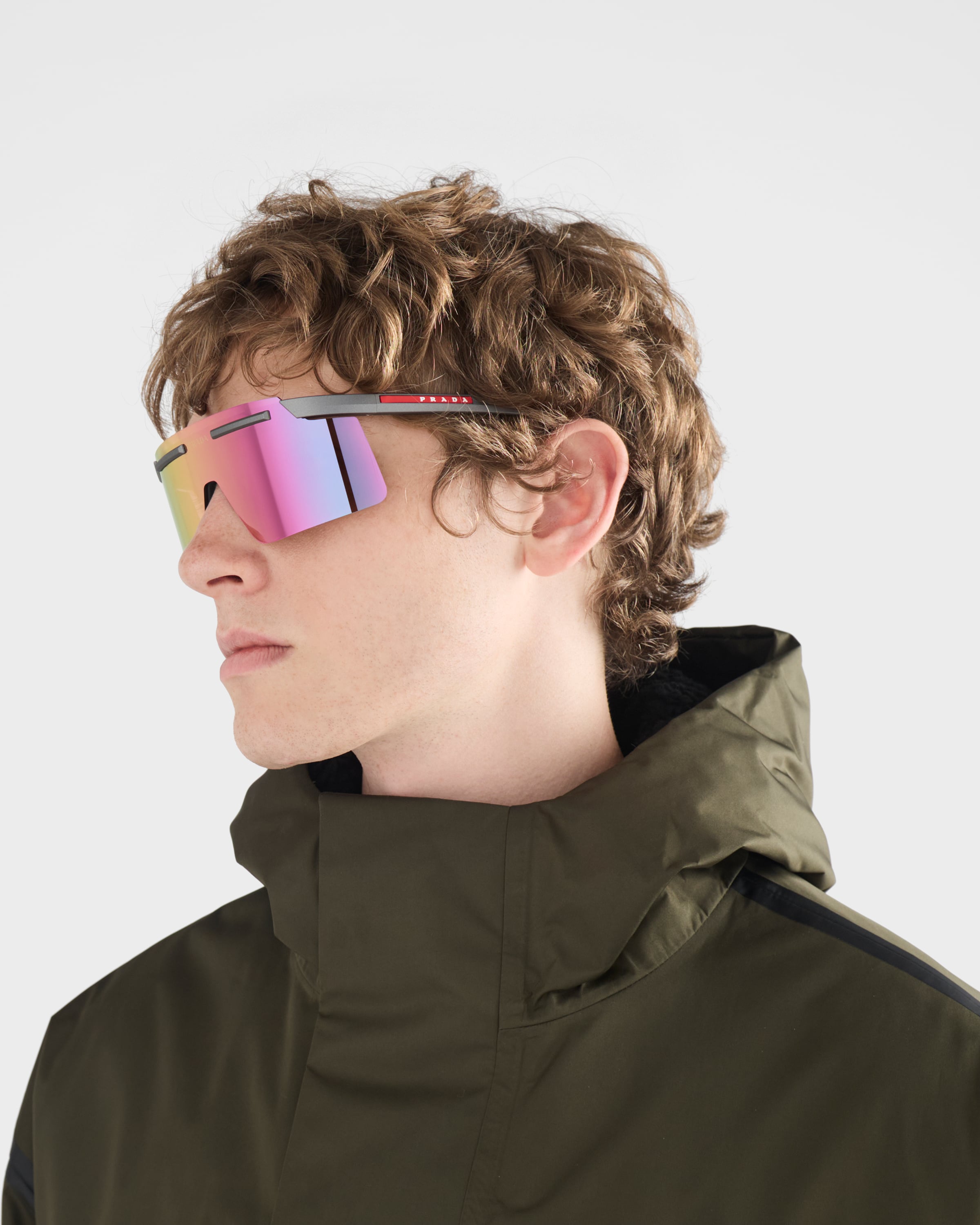 Multicolored Fluo Pink Lenses Prada Linea Rossa Active Sunglasses
