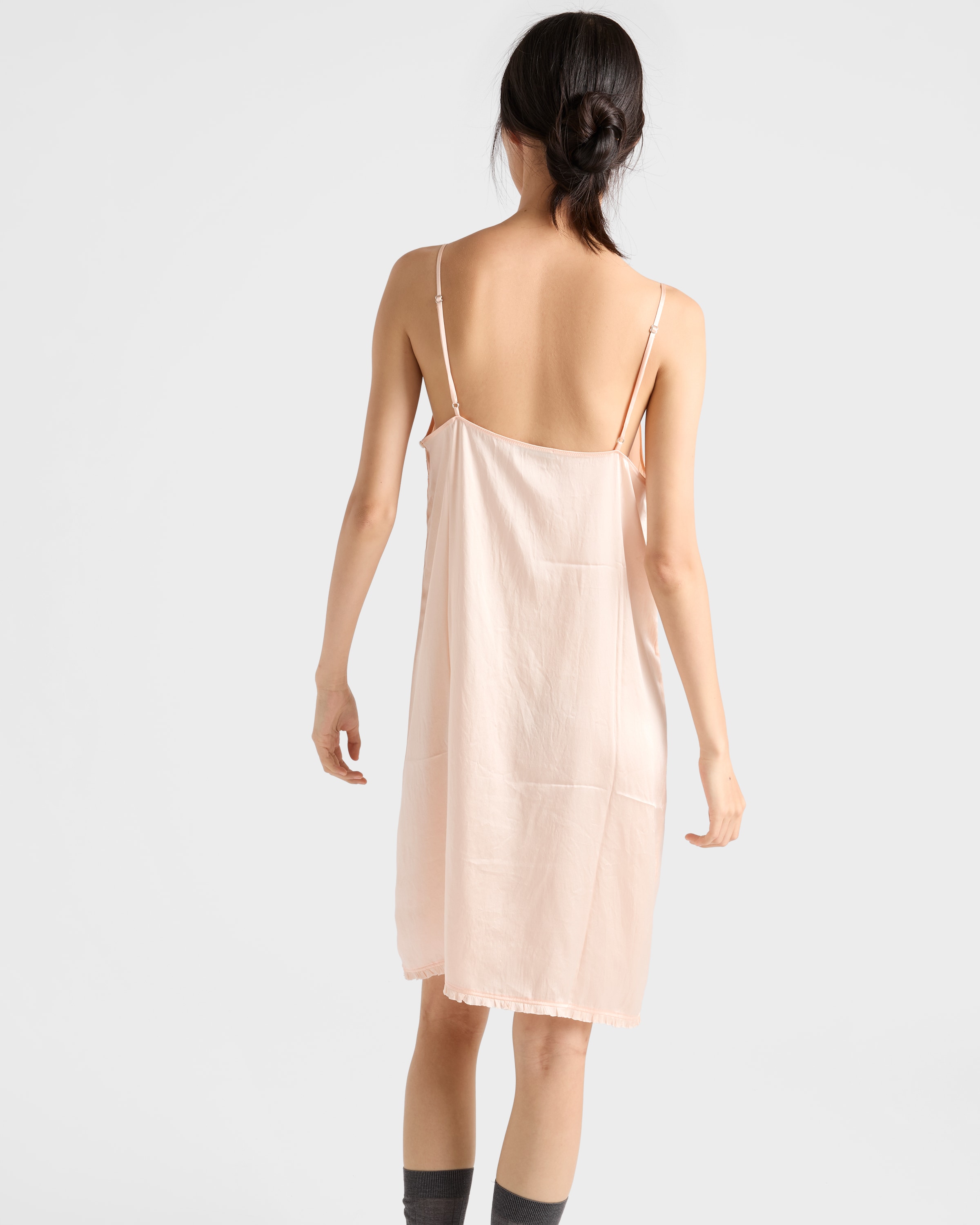 prada satin dress Prada Belted Satin Midi Dress