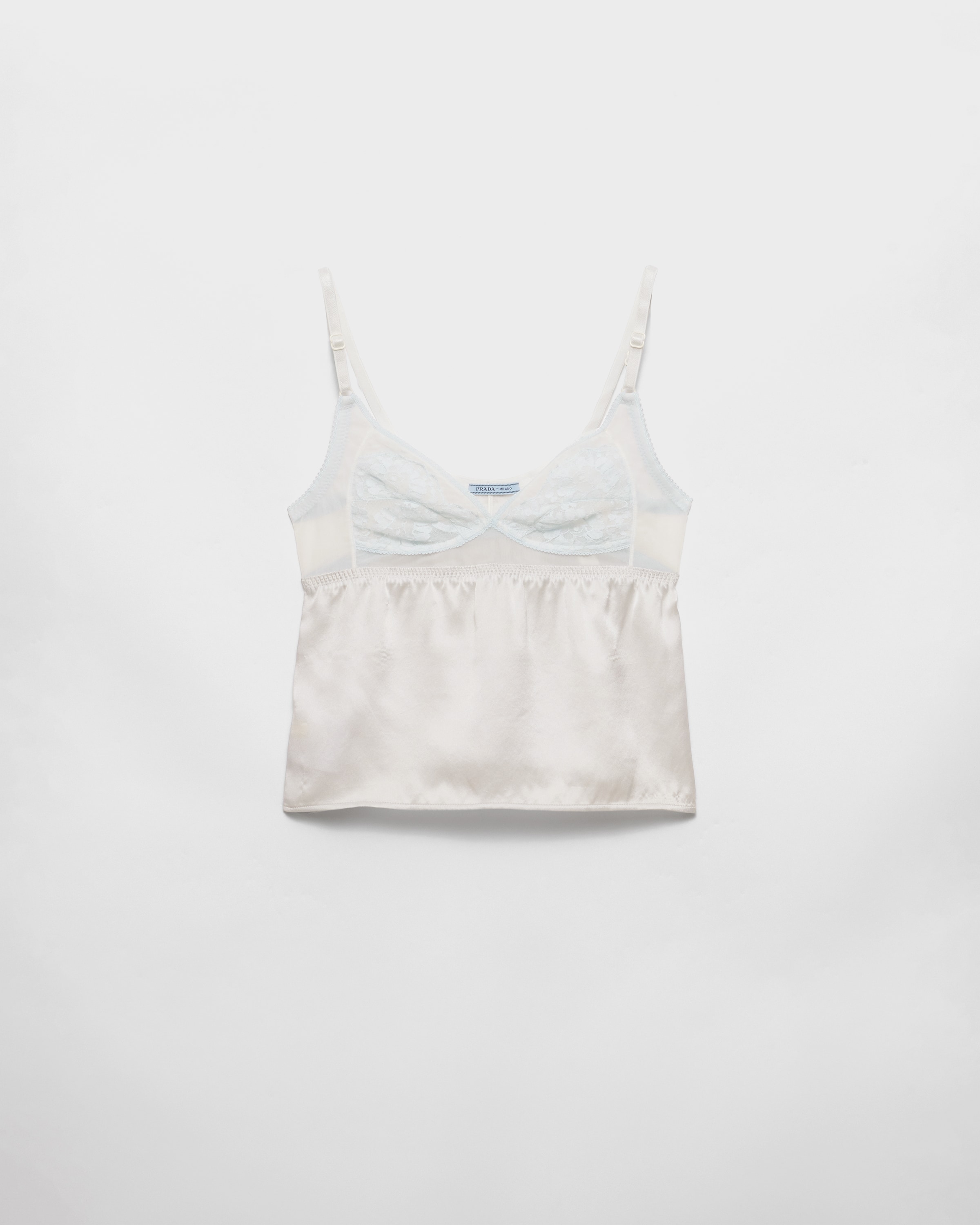 Prada Vintage-look Satin And Lace Top