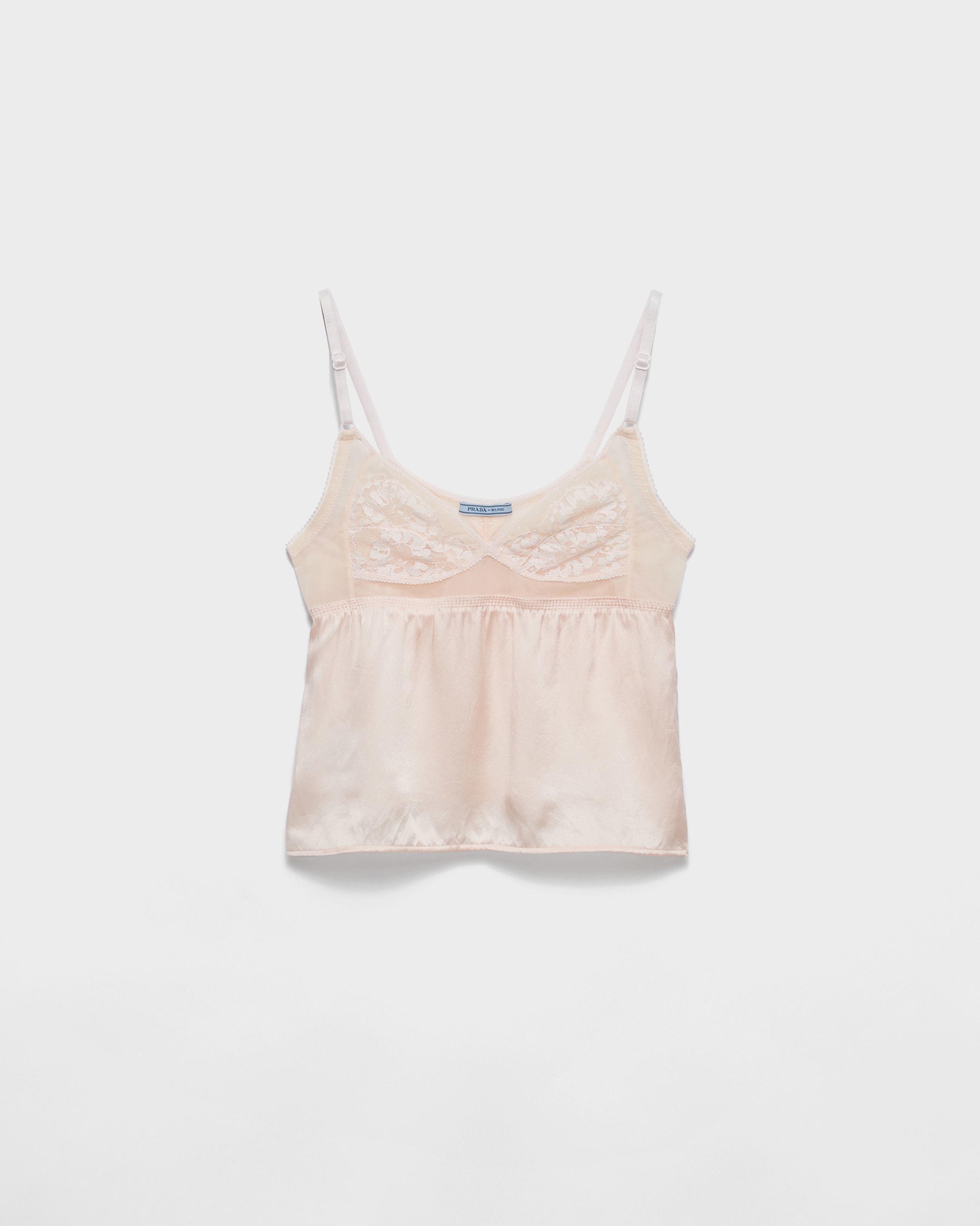 Prada Vintage-look Satin And Lace Top