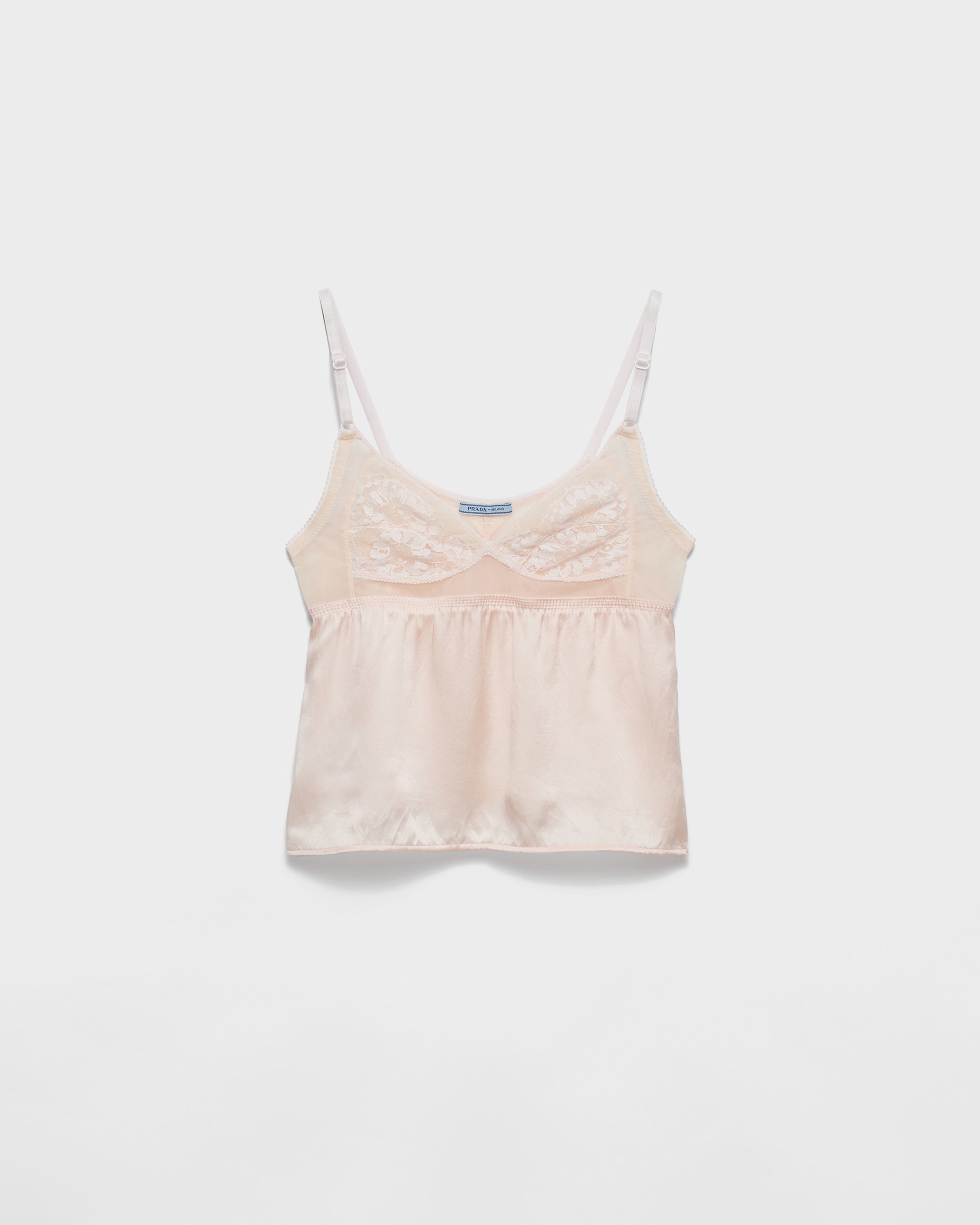 Prada Haut En Satin Et Dentelle Au Look Vintage, Femme, Rose Pétale, Taille 4