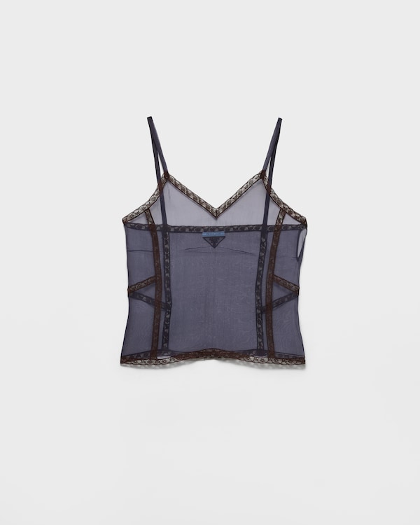 Organza intarsia top - Navy Organza intarsia top - Navy