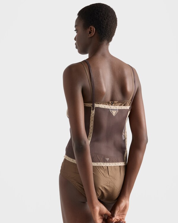 Organza intarsia top - Cocoa Brown Organza intarsia top - Cocoa Brown