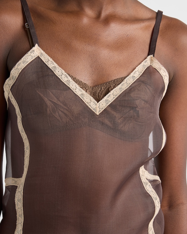 Organza intarsia top - Cocoa Brown Organza intarsia top - Cocoa Brown