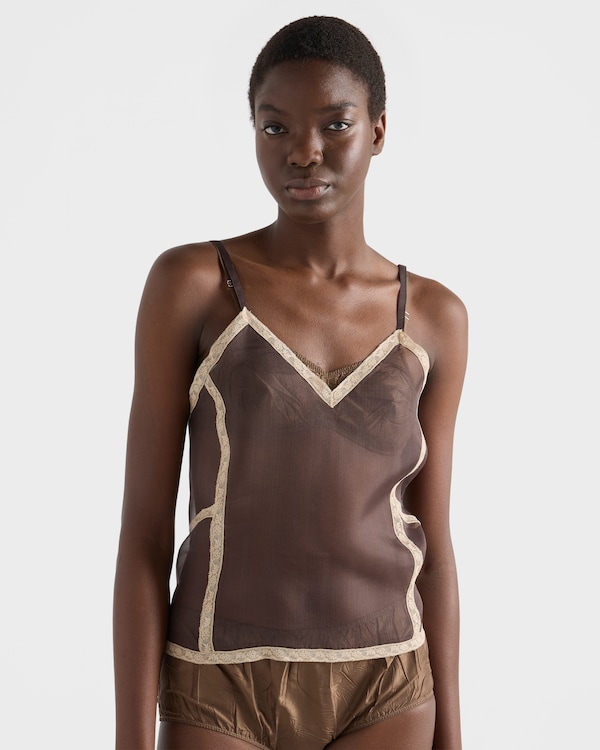 Organza intarsia top - Cocoa Brown Organza intarsia top - Cocoa Brown