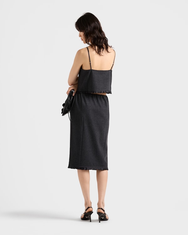 Cashmere and wool jersey top - Slate Gray Cashmere and wool jersey top - Slate Gray