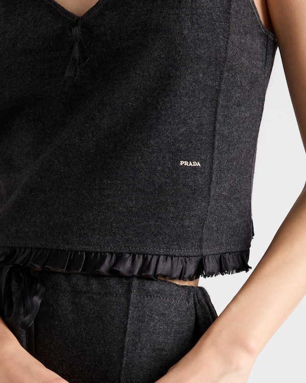 Cashmere and wool jersey top - Slate Gray Cashmere and wool jersey top - Slate Gray