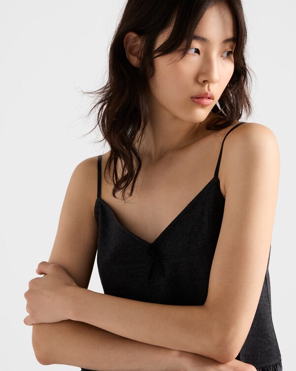 Cashmere and wool jersey top - Slate Gray Cashmere and wool jersey top - Slate Gray