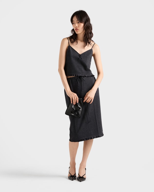 Cashmere and wool jersey top - Slate Gray Cashmere and wool jersey top - Slate Gray