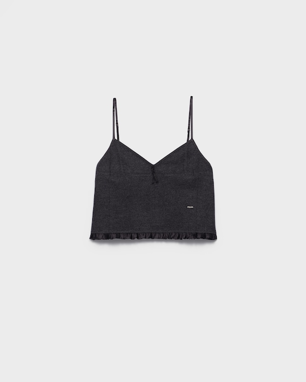 Cashmere and wool jersey top - Slate Gray Cashmere and wool jersey top - Slate Gray