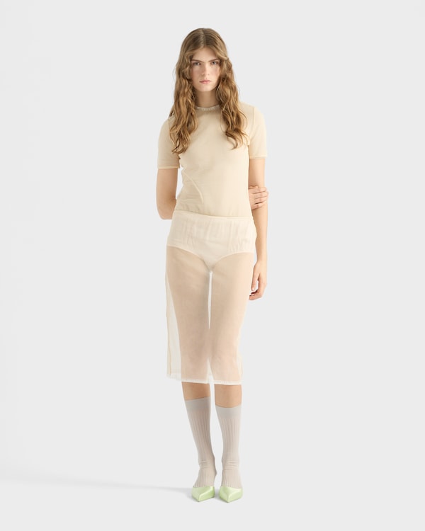 Cotton tulle T-shirt - Natural Cotton tulle T-shirt - Natural