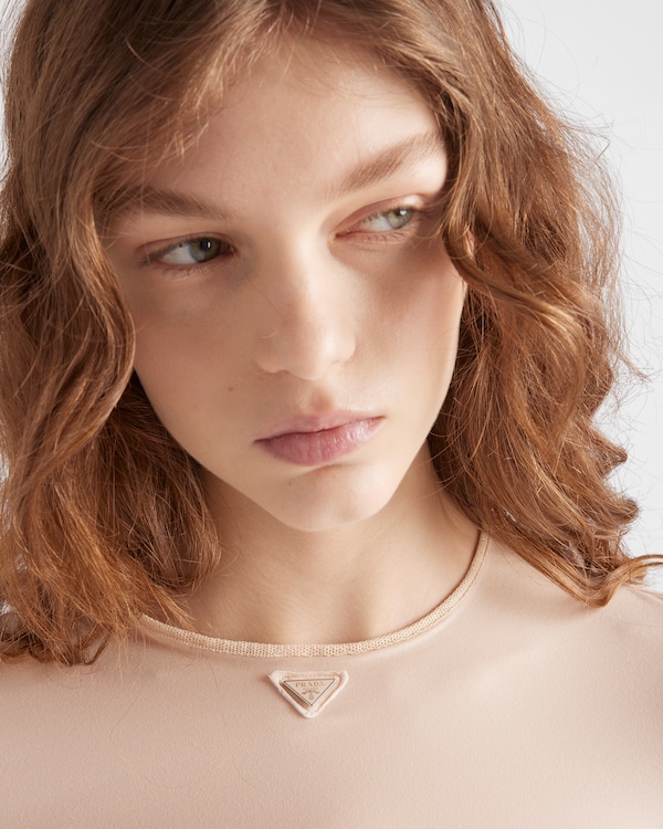 Short-sleeved stretch fabric T-shirt - Cameo Short-sleeved stretch fabric T-shirt - Cameo