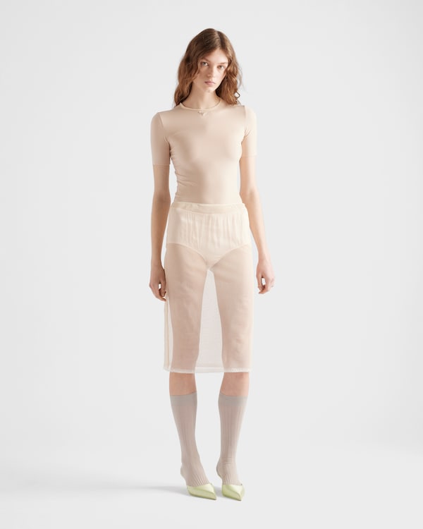 Short-sleeved stretch fabric T-shirt - Cameo Short-sleeved stretch fabric T-shirt - Cameo