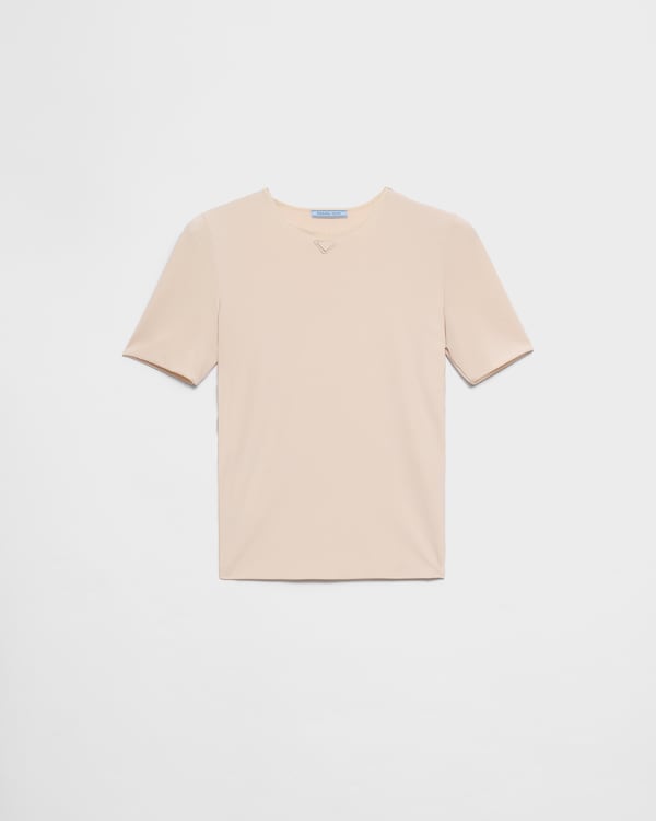 ◆PRADA◆レーストリム コットンチュールTシャツ ナチュラル ナチュラル コットンチュール Tシャツ | PRADA