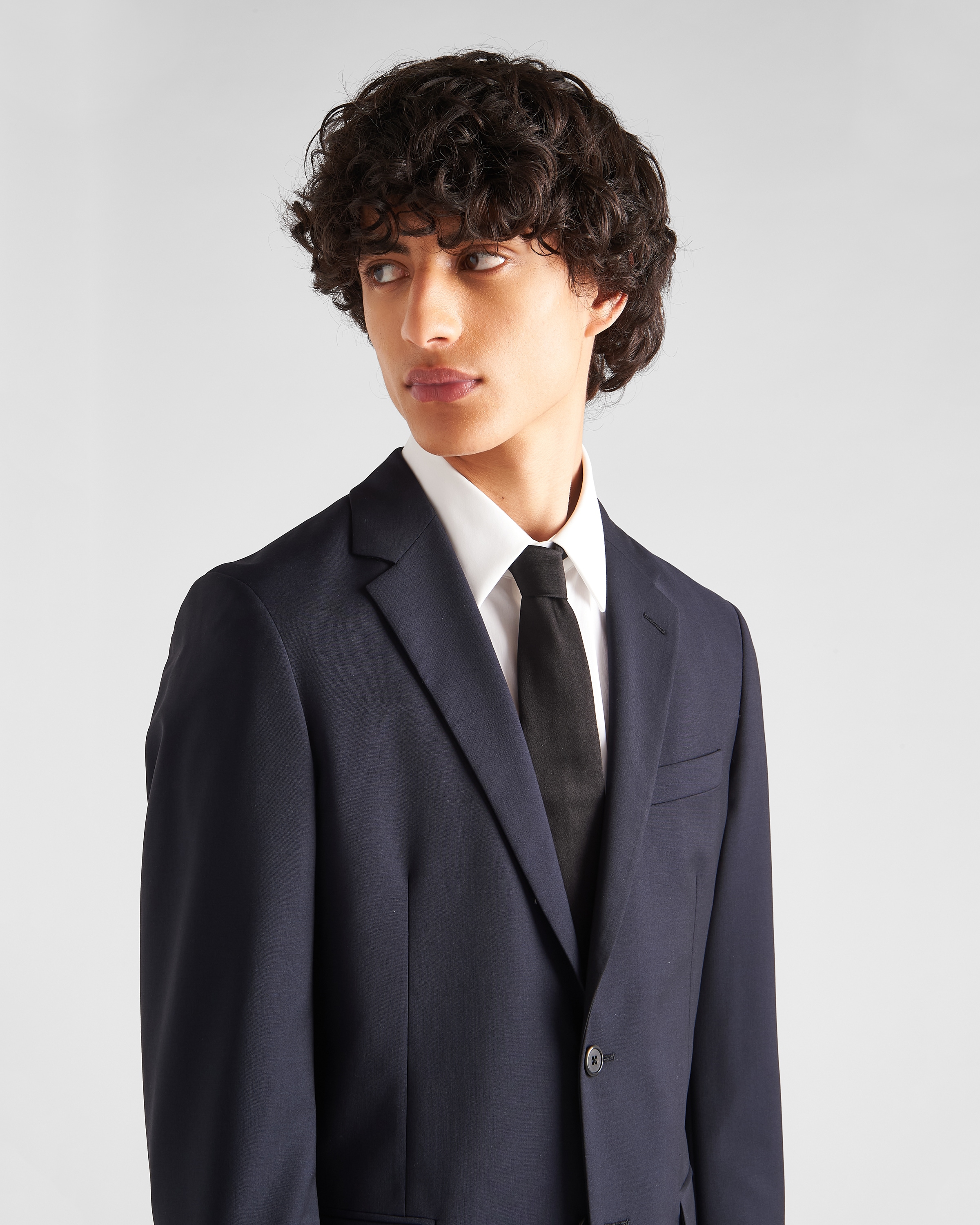 Navy Single Breasted Wool And Mohair Suit PRADA