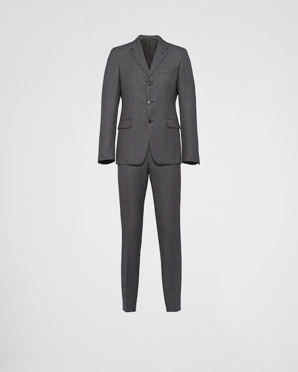 Blue/Black Single-breasted wool and mohair tuxedo | PRADA